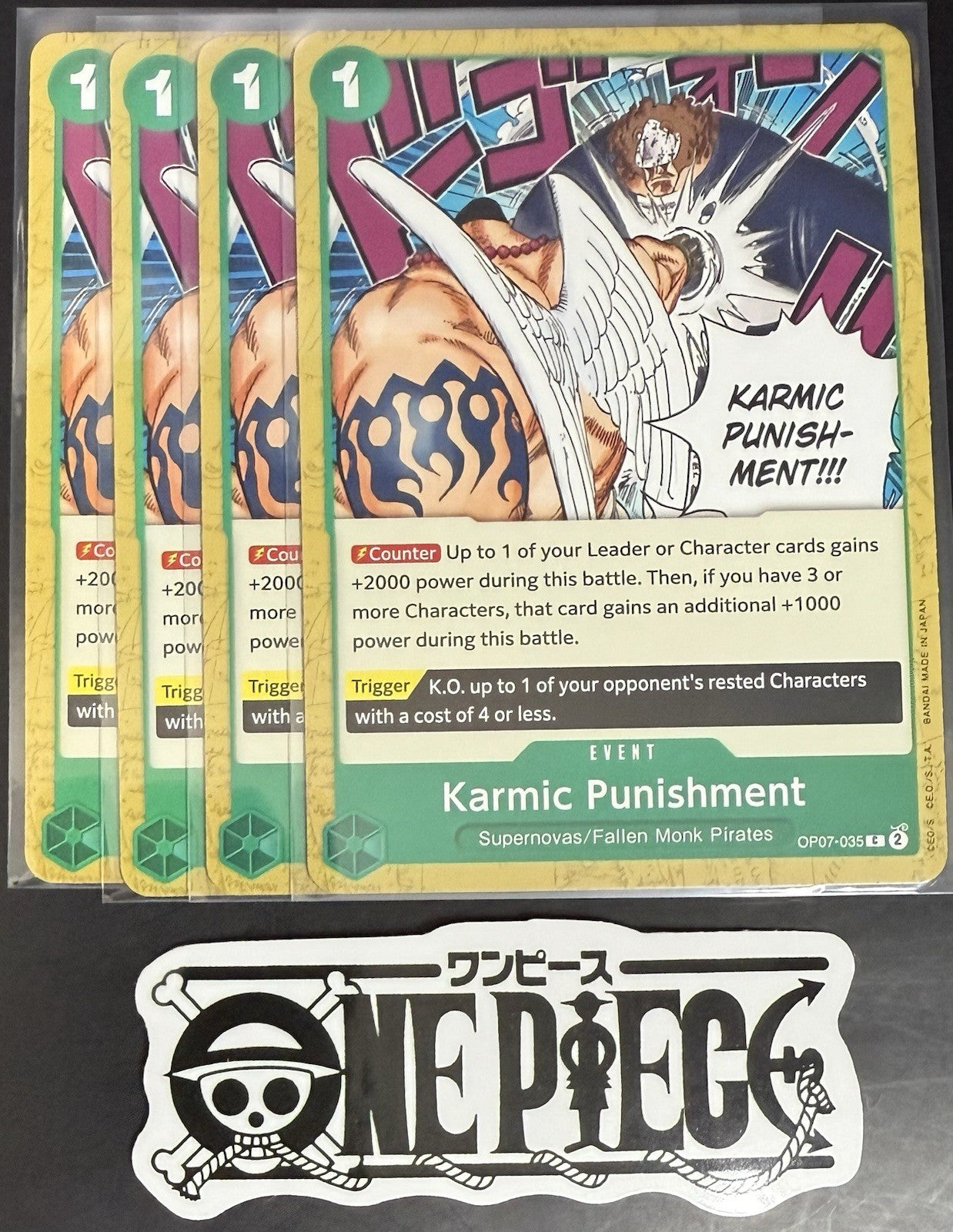 4x One Piece OP07-035 C Karmic Punishment - English - Regular - Play Set - NM/M
