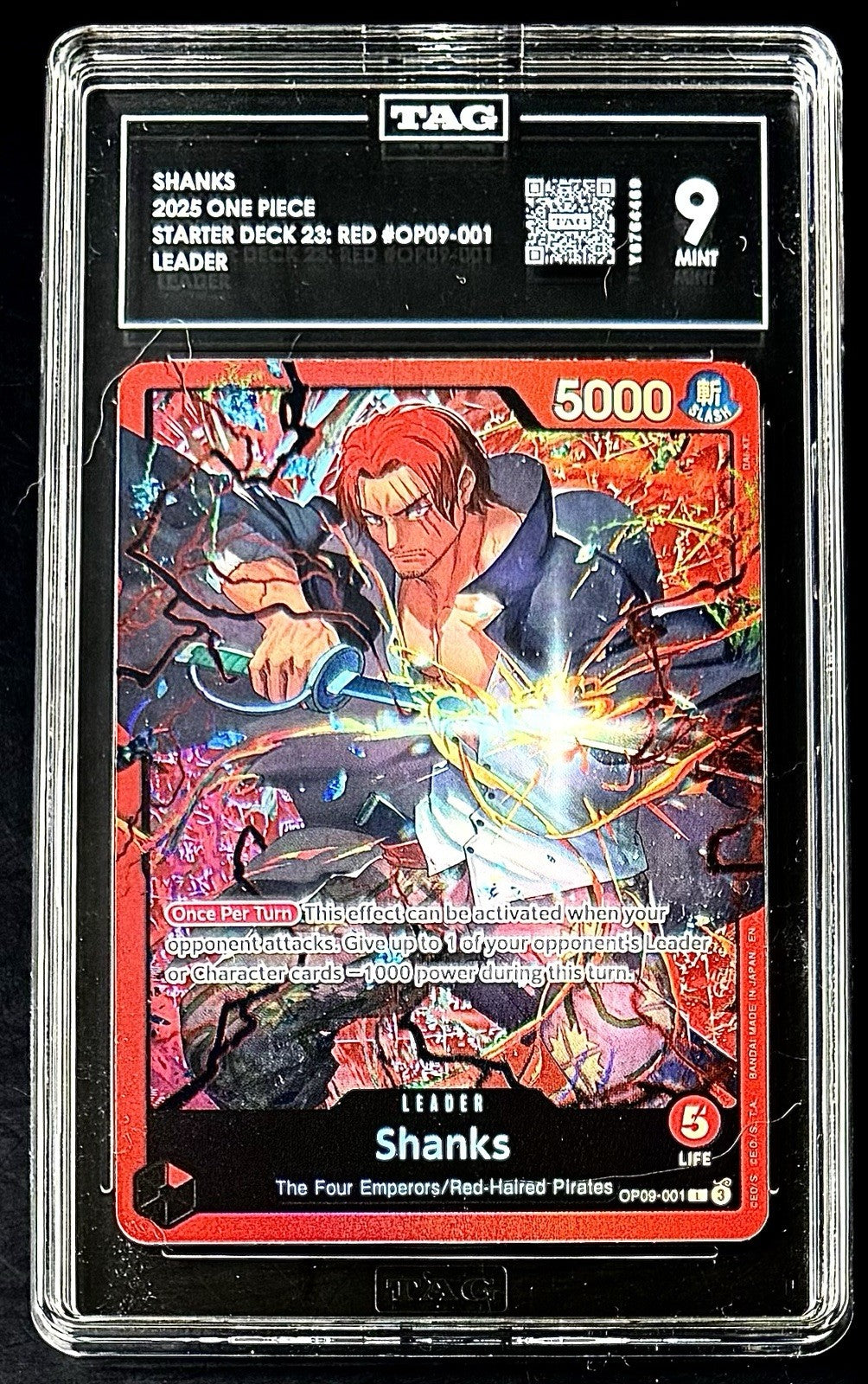 TAG 9 One Piece OP09-001 L - Shanks - EN - Foil - ST23 Red Shanks