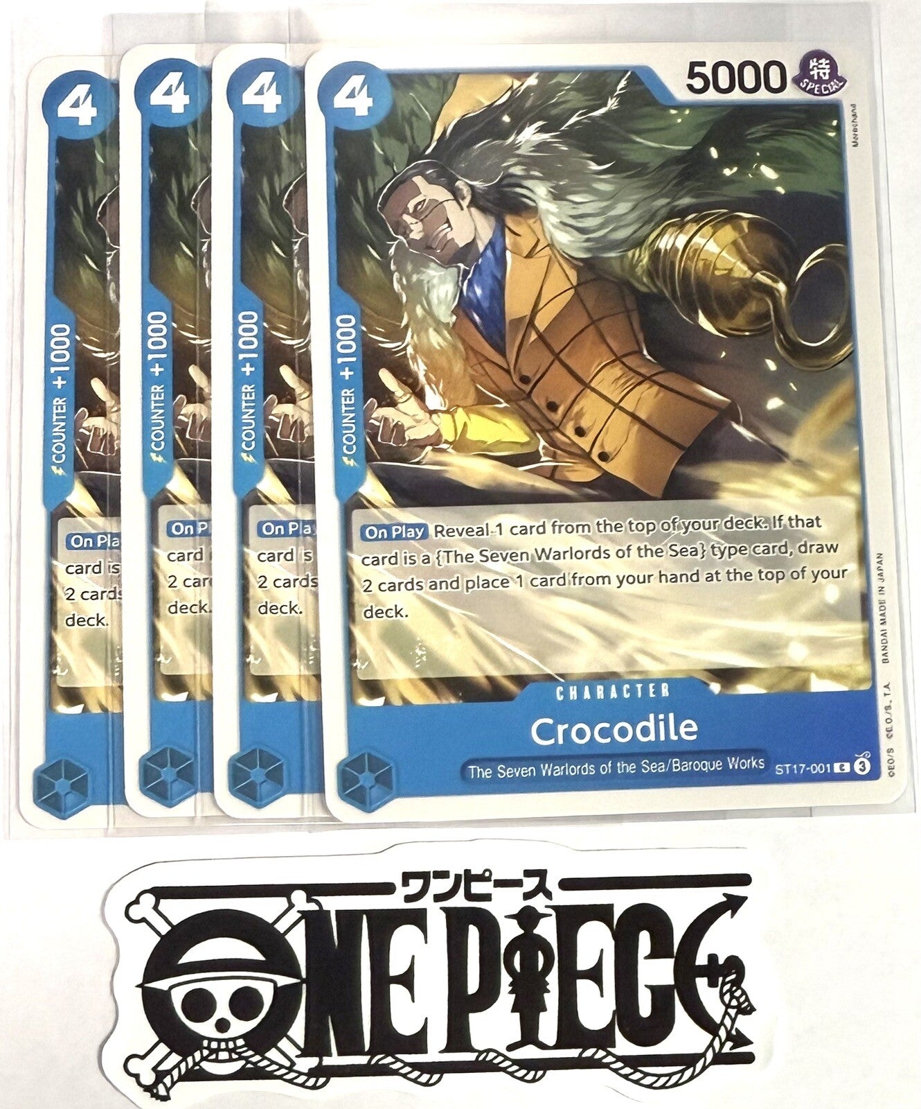 4x One Piece ST17-001 C Crocodile - English - Regular - Playset - TCG - NM/M
