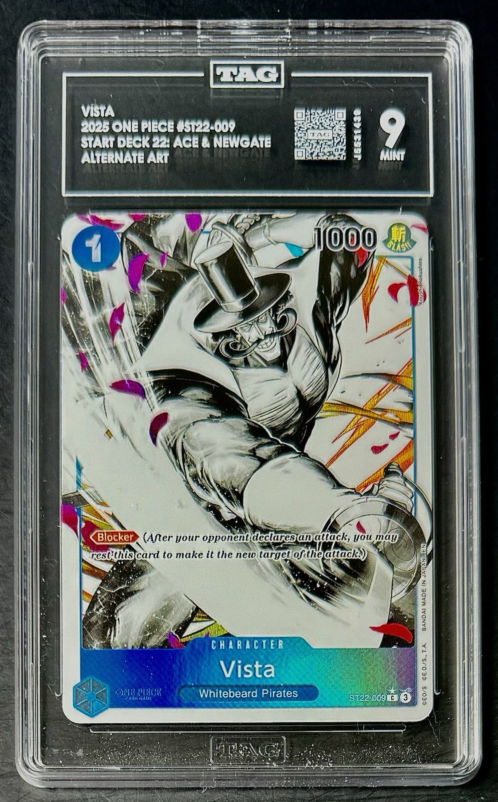 TAG 9 One Piece ST22-009 C* Vista - Alt Art - EN - Foil - Ace & Newgate - Graded