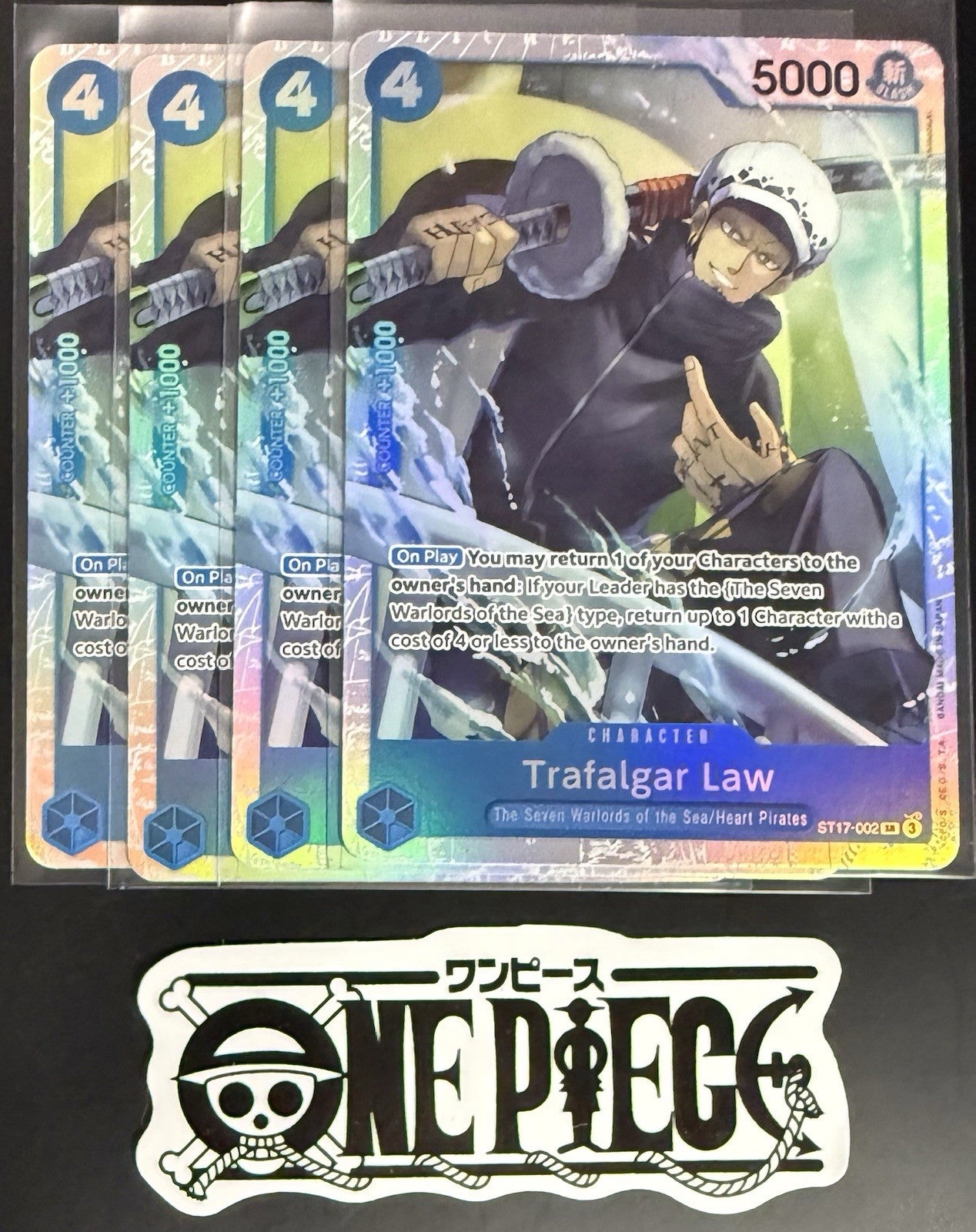 4x One Piece ST17-002 SR - Trafalgar Law - EN - Foil - Playset - TCG - NM/M