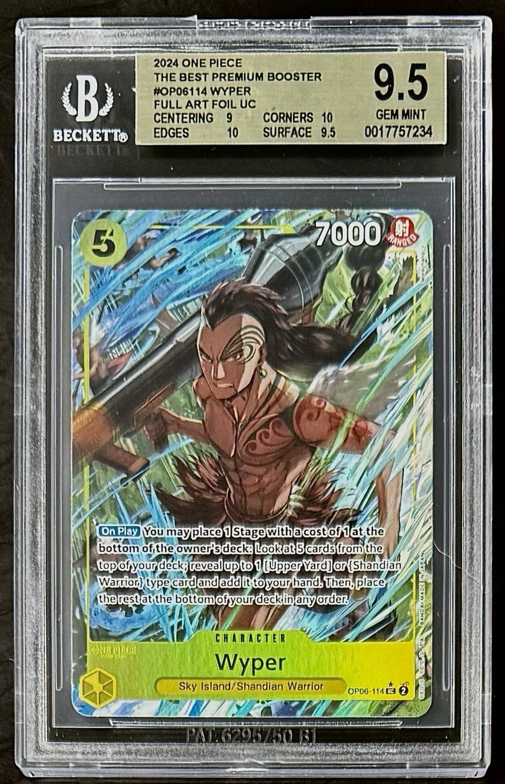 BGS 9.5 One Piece OP06-114 UC* Wyper Full Art - English - Wings of the Captain