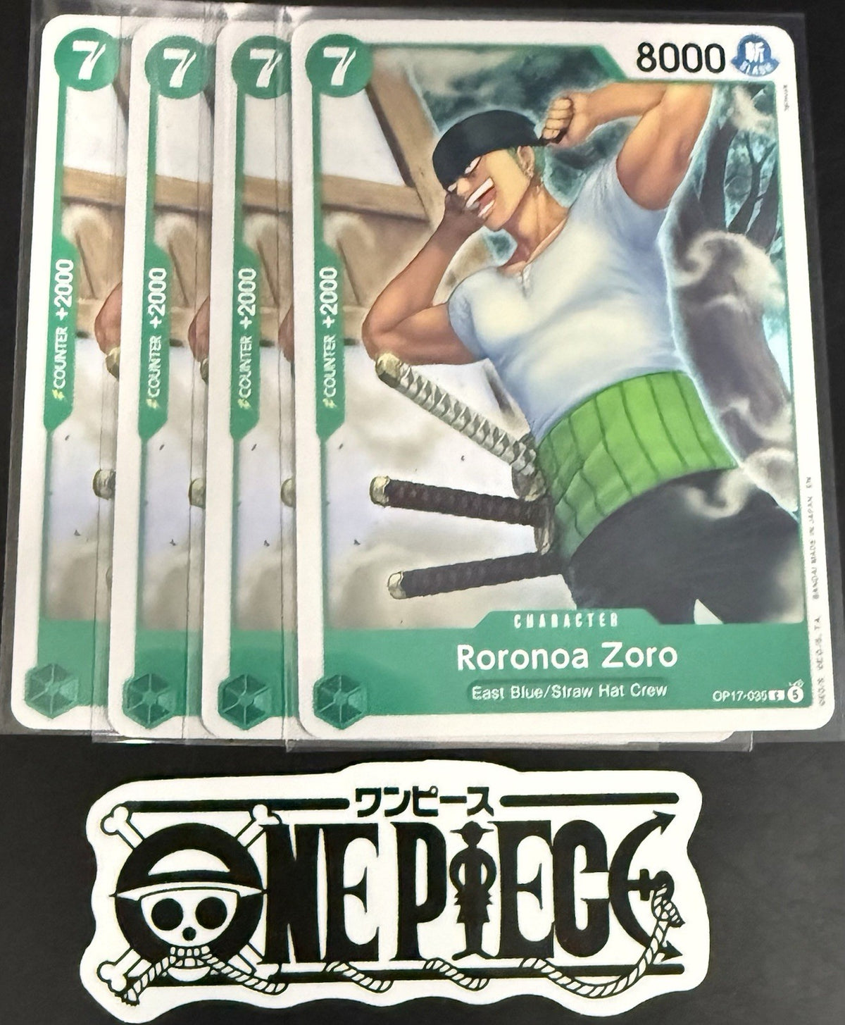 4x One Piece OP17-035 C - Roronoa Zoro - EN - Regular - Play Set - TCG - NM/M