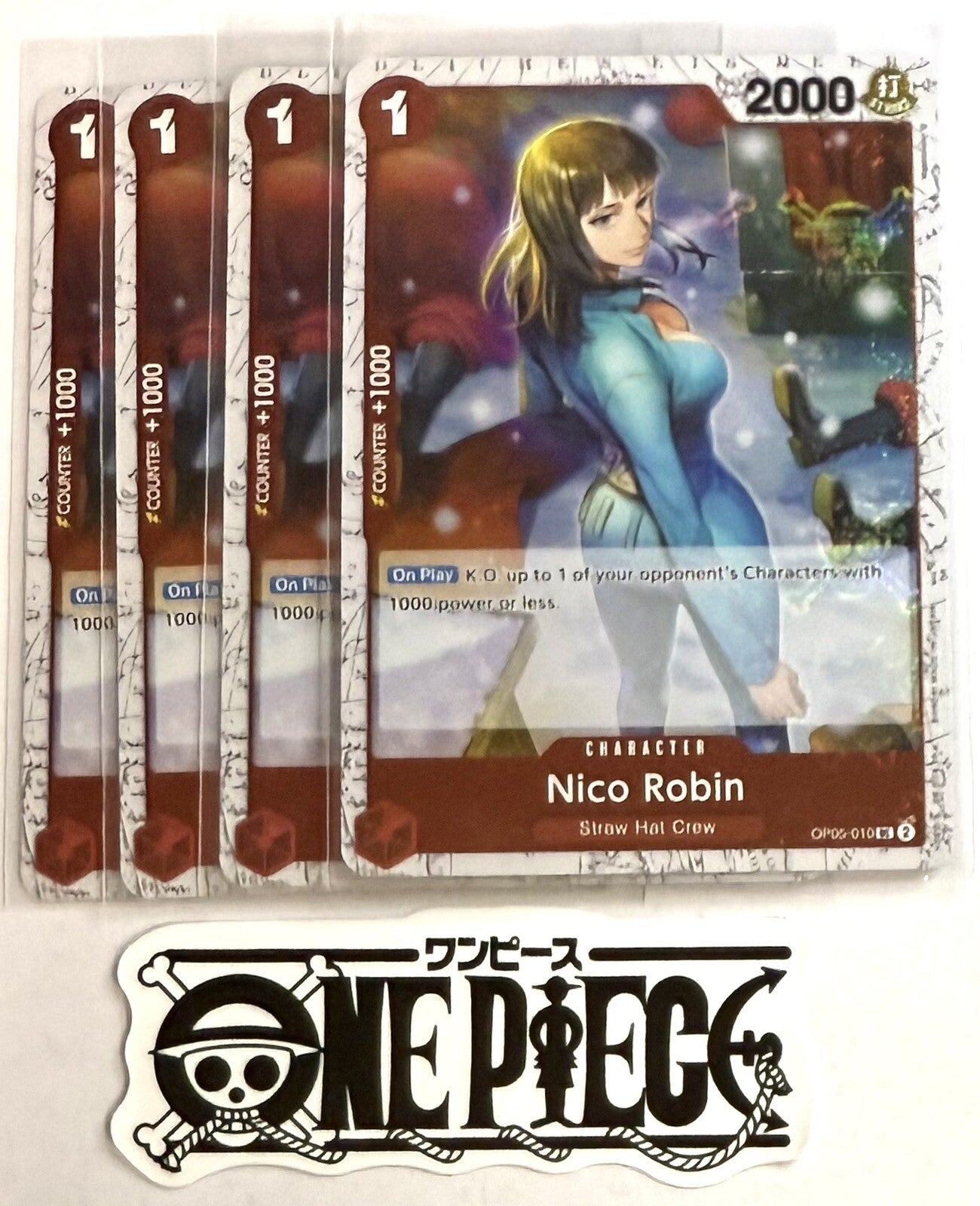 4x One Piece OP05-010 UC Nico Robin - Flag Foil - English - Play Set - TCG -Mint