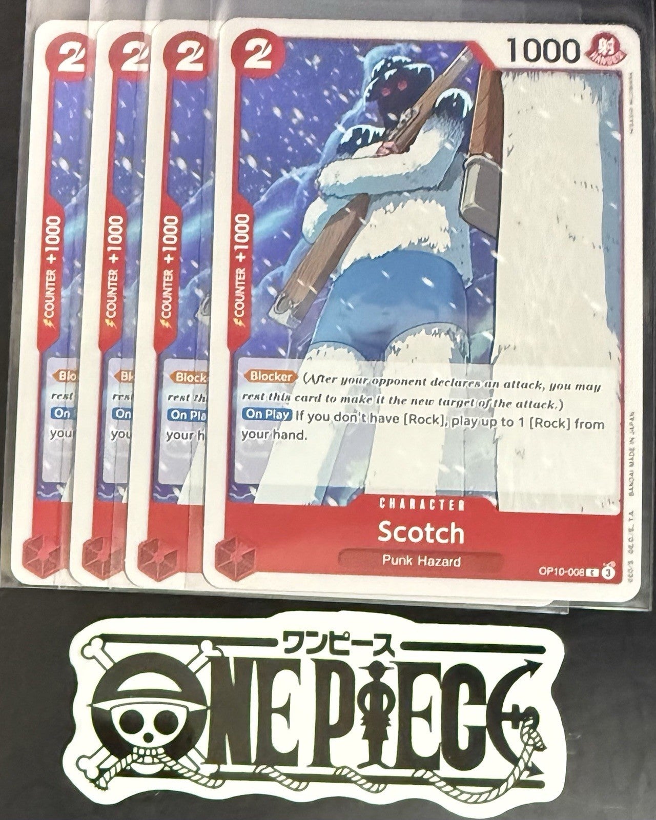 4x One Piece OP10-008 C Scotch - ENG - Regular - Playset - TCG - NM/M