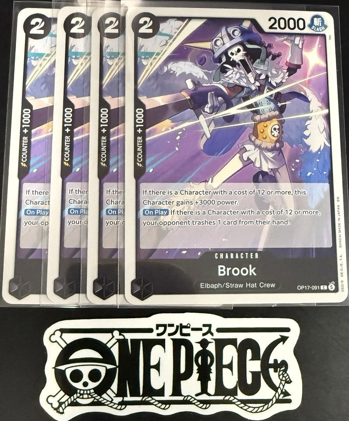 4x One Piece OP17-091 C - Brook - EN - Regular - Play Set - TCG - NM/M