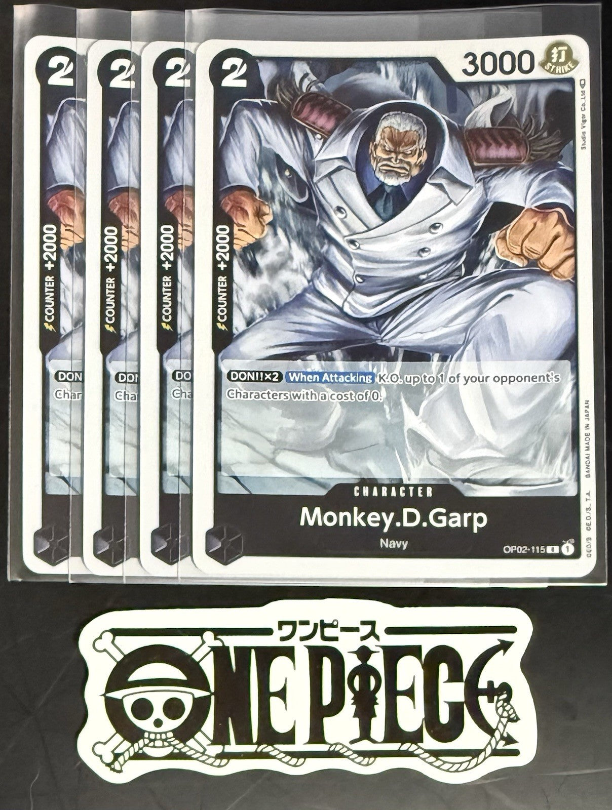4x One Piece OP02-115 R Monkey.D.Garp - English - Playset - Foil - TCG - NM/M