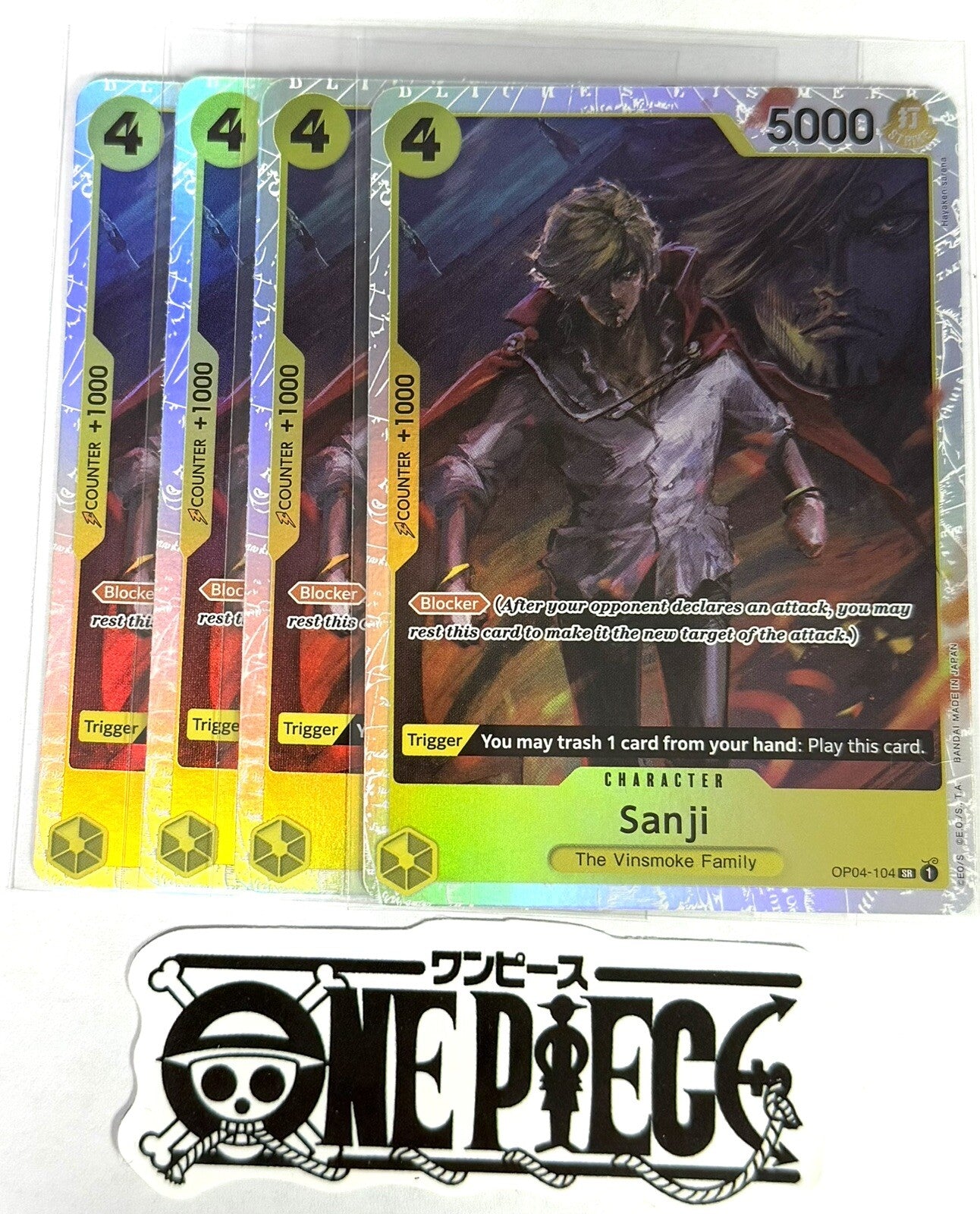 4x One Piece OP04-104 SR - Sanji - Foil - EN - Playset - TCG - NM/M