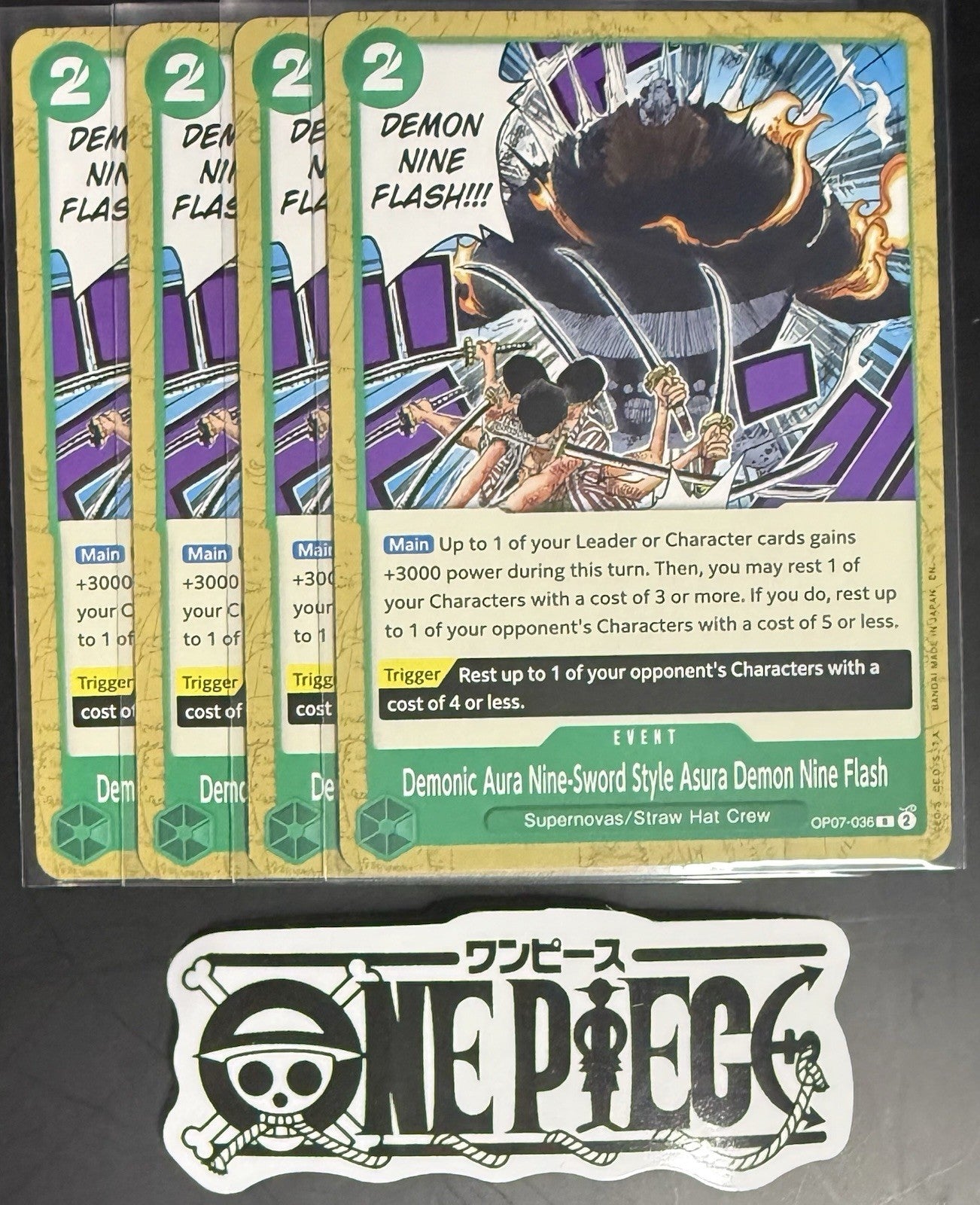 4x One Piece OP07-036 R Demonic Aura..- English - Regular - Playset - TCG - NM/M