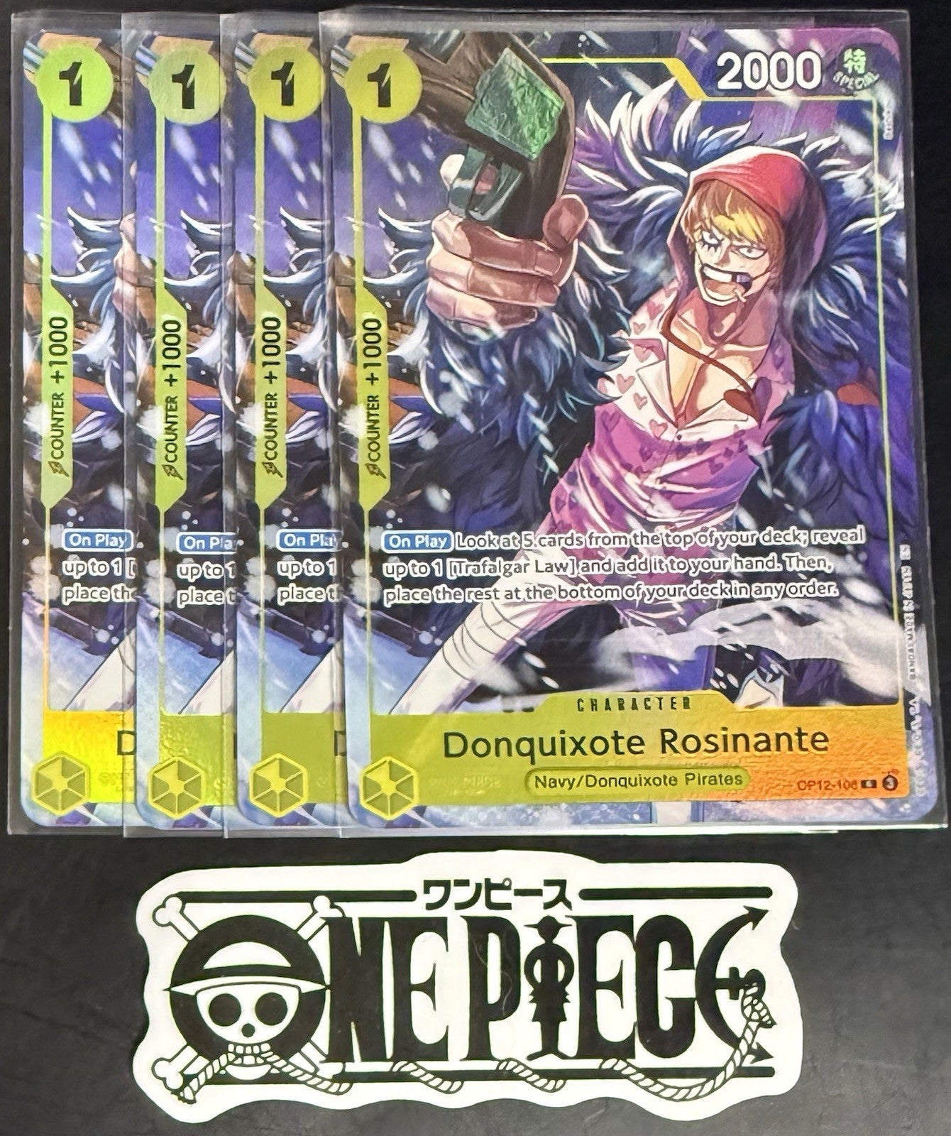 4 x One Piece OP12-108 R - Donquixote Rosinante - EN - Foil - Playset - NM/M