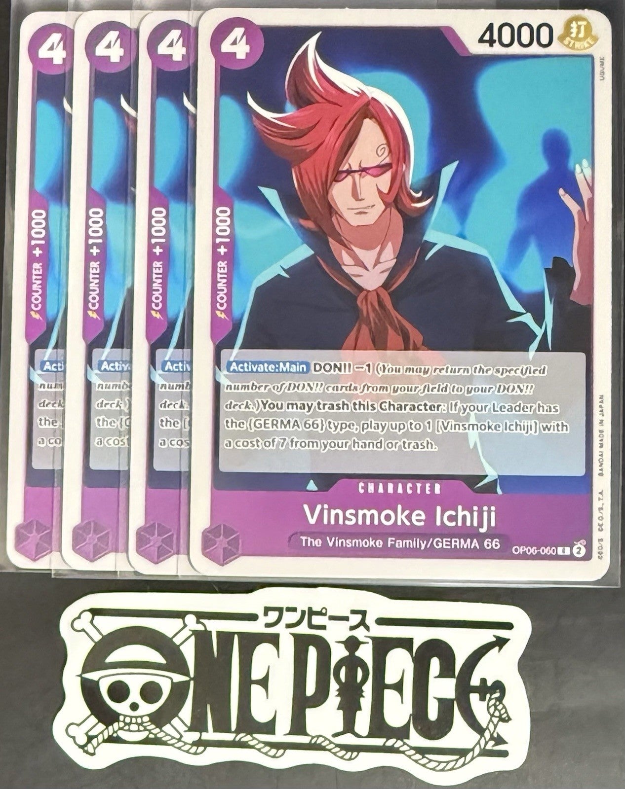 4x One Piece OP06-060 C Vinsmoke Ichiji - English - Regular - Playset - NM/M