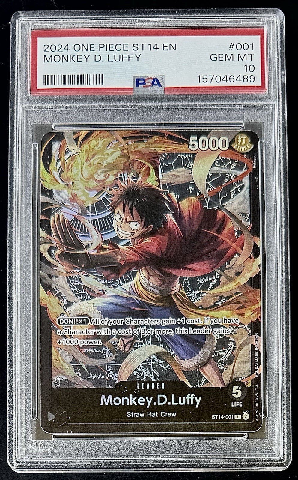 PSA 10 One Piece ST14-001 L - Monkey.D.Luffy - EN - Foil - 3D2Y