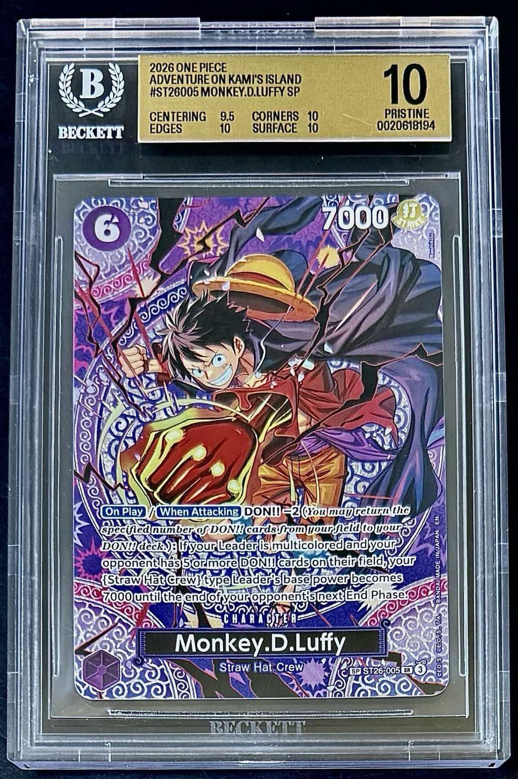 BGS 10 One Piece SP ST26-005 SR - Monkey.D.Luffy - Special Rare - EN - OP15