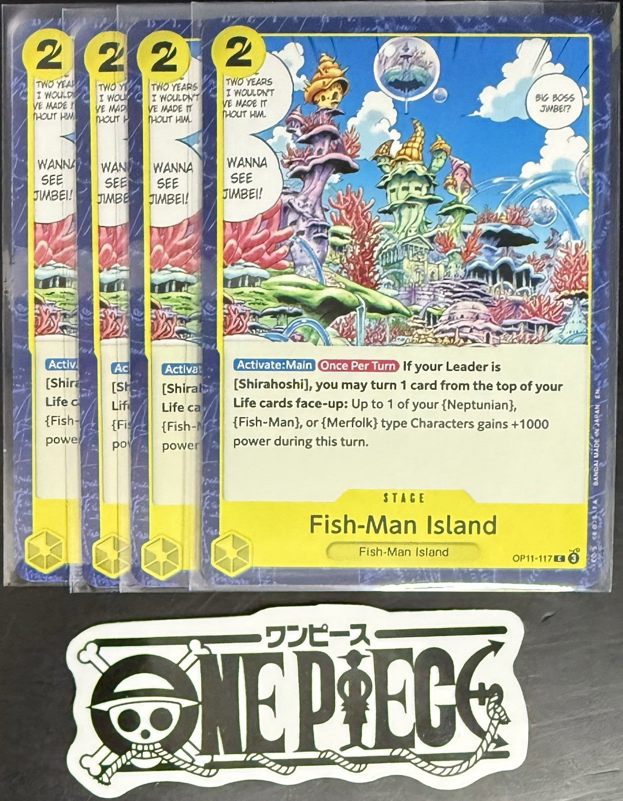 4 x One Piece OP11-117 C Fish-Man Island - ENG - Regular - Playset - TCG - NM/M