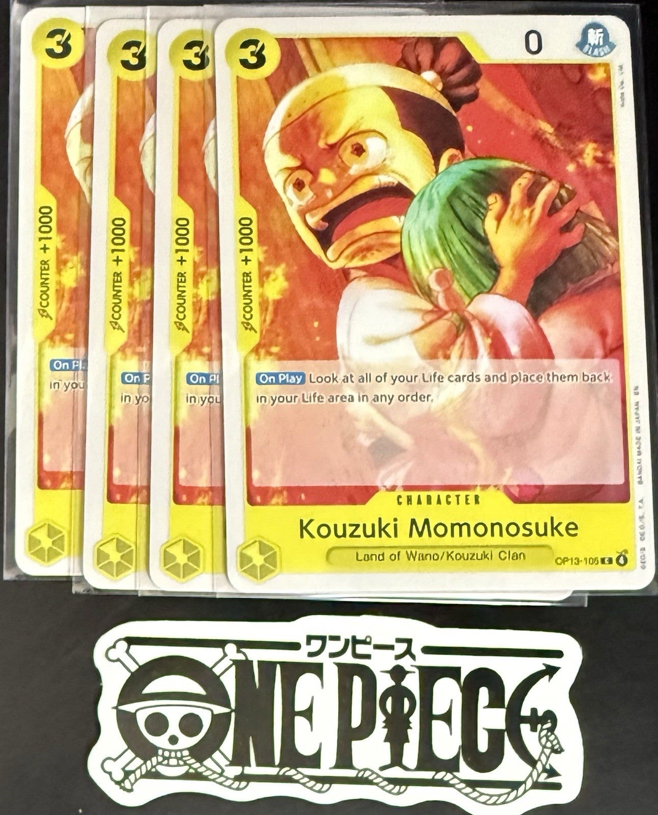 4x One Piece OP13-105 C Kouzuki Momonosuke - ENG - Regular - Playset - TCG -NM/M