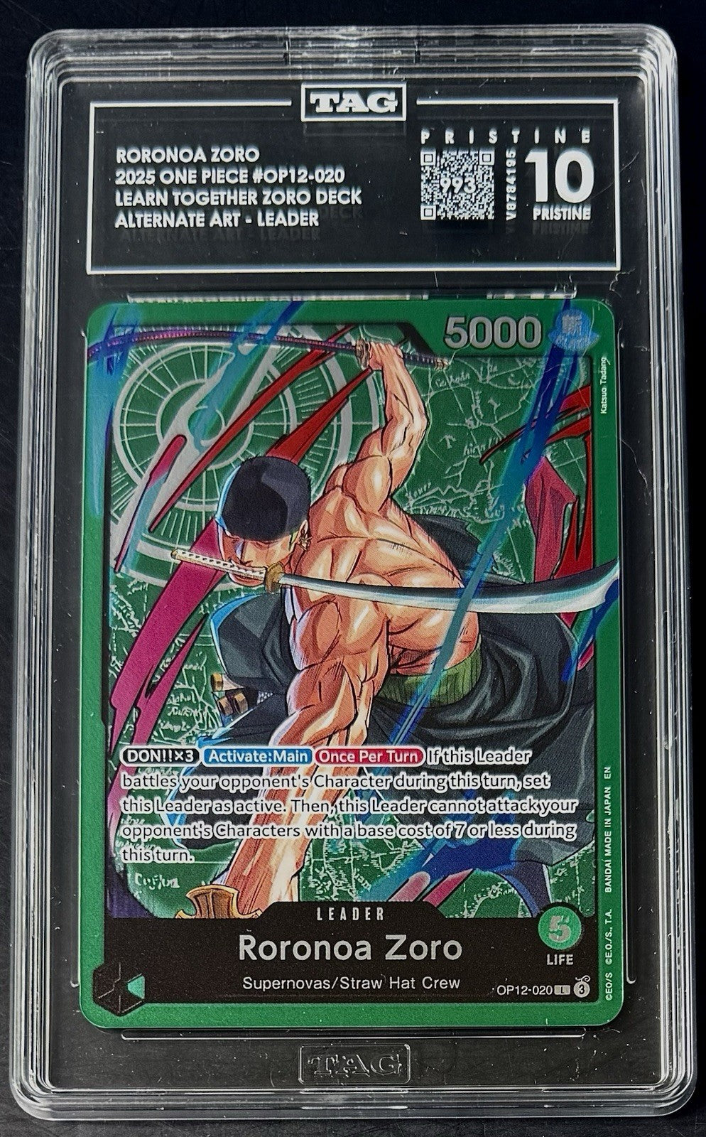 TAG 10 Pristine One Piece OP12-020 L - Roronoa Zoro - Alt Art - EN - Learn-Pop 3