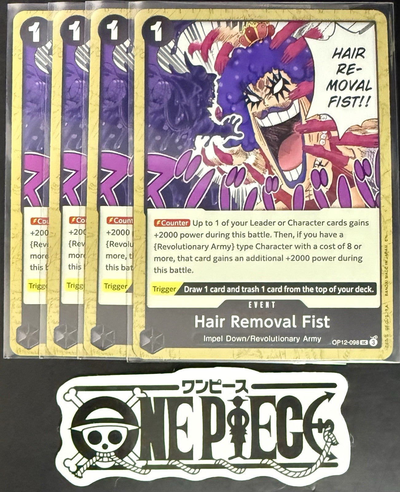 4 x One Piece OP12-098 UC Hair Removal Fist - ENG - Regular - Playset - NM/M