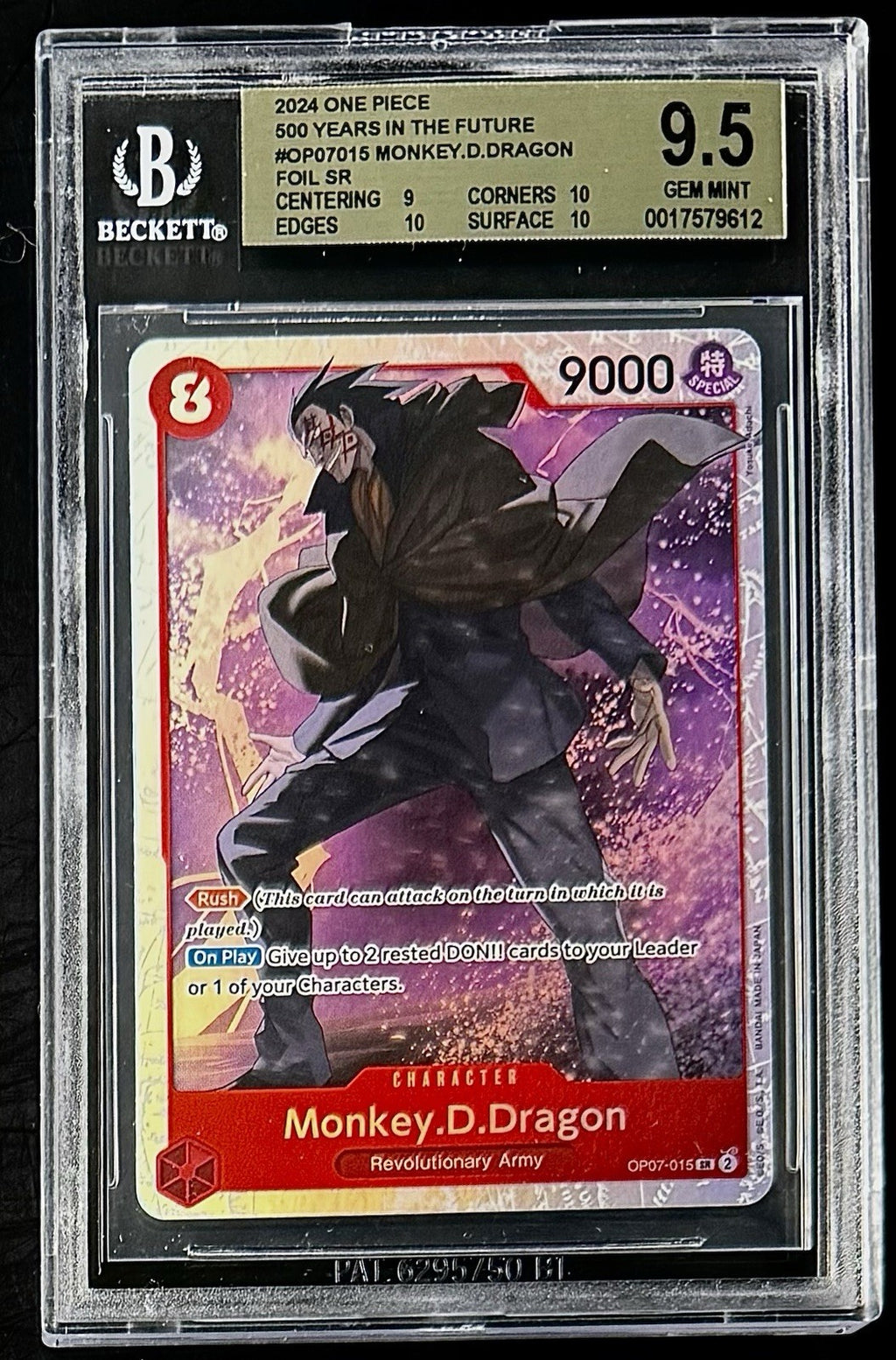 BGS 9.5 One Piece OP07-015 SR Monkey.D.Dragon - English- 500 Years in the Future