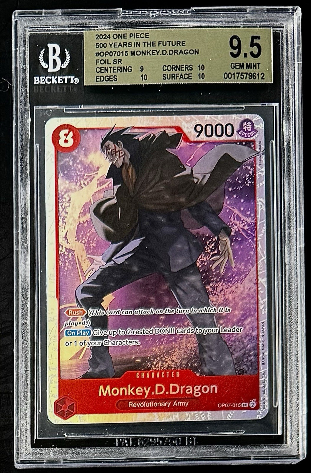 BGS 9.5 One Piece OP07-015 SR Monkey.D.Dragon - English- 500 Years in the Future