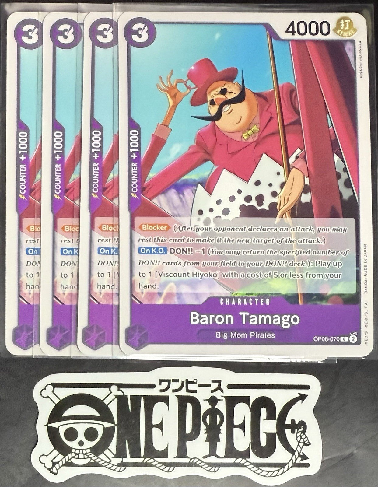 4x One Piece OP08-070 C Baron Tamago - ENG - Regular - Play Set - TCG - NM/M