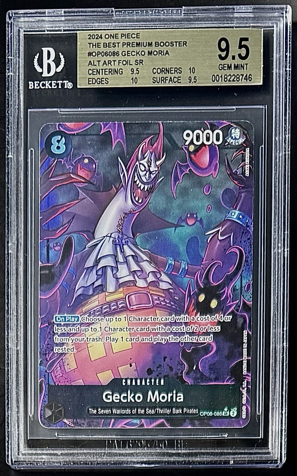 BGS 9.5 One Piece OP06-086 SR* Gecko Moria Alt - English - Foil - PRB01 - Graded