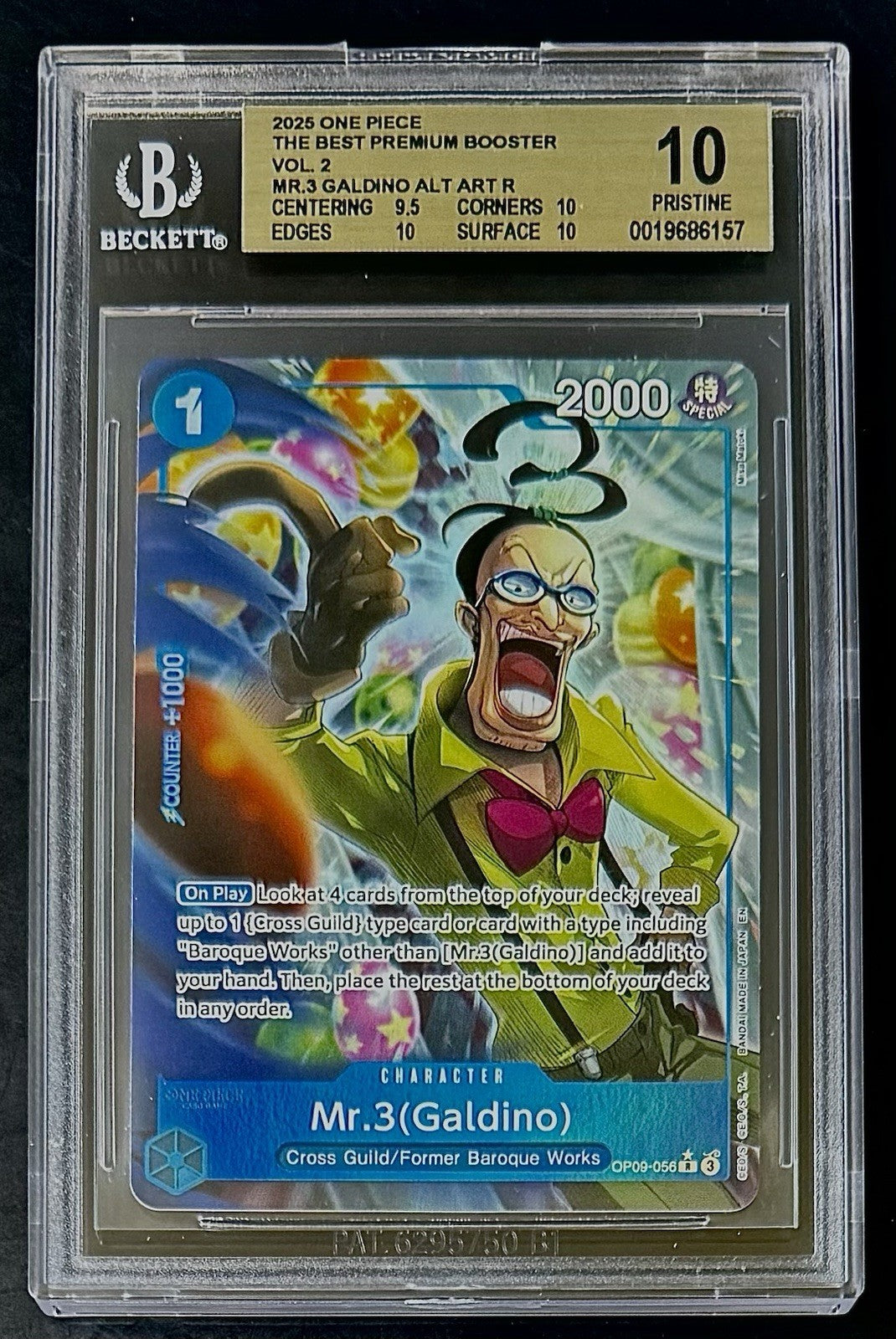 BGS 10 One Piece OP09-056 R* Mr.3(Galdino) - Alt Art - EN - Foil - PRB02 -Graded
