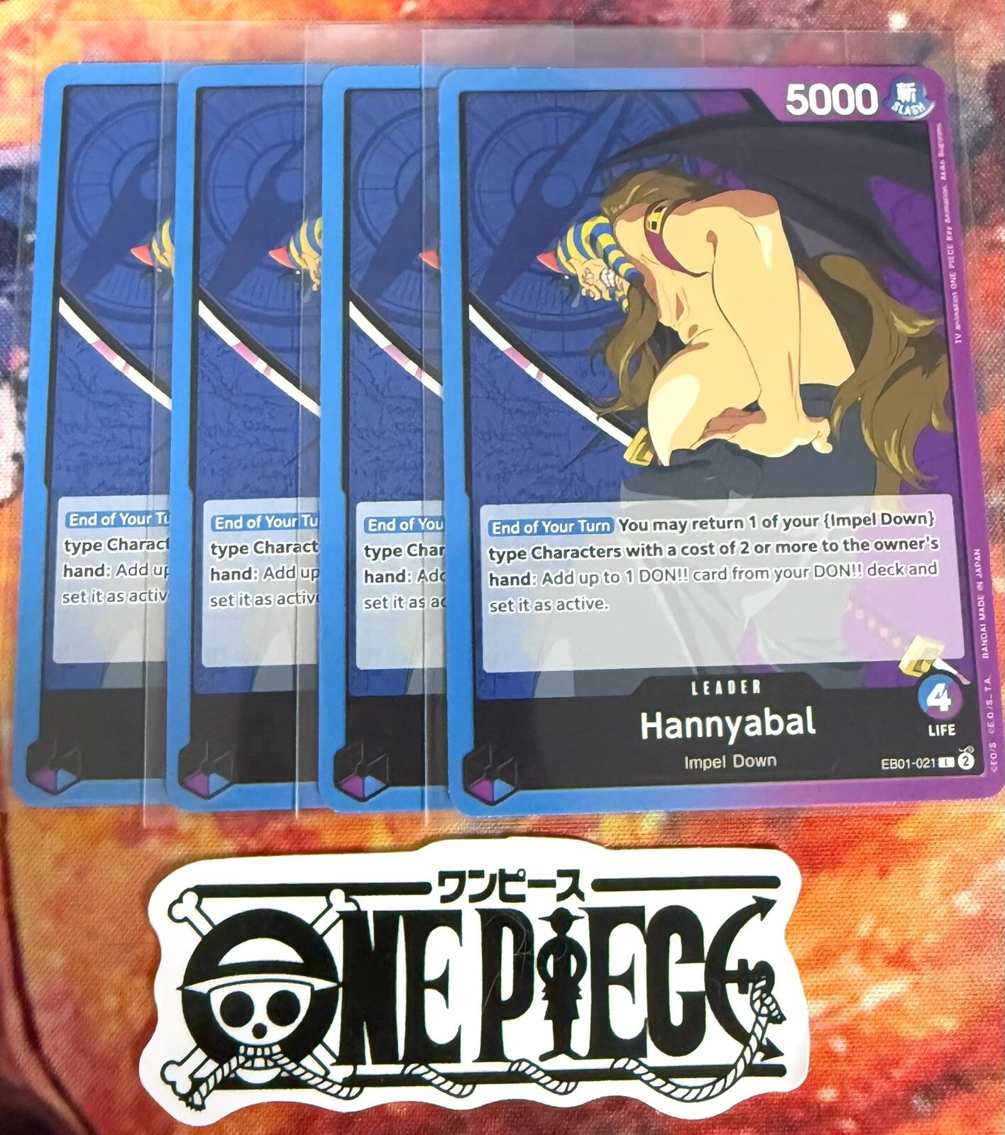 4x One Piece EB01-021 Hannyabal - Leader - English - TCG - NM/M