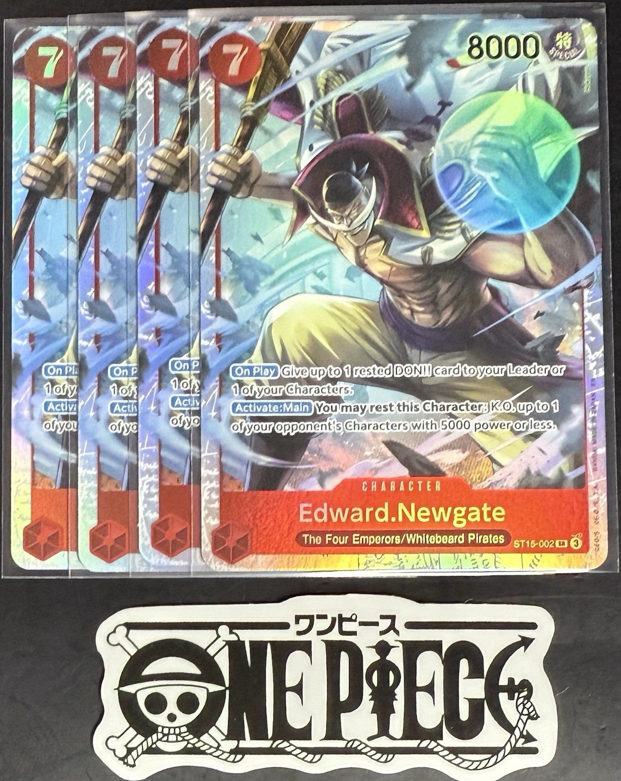 4x One Piece ST15-002 SR - Edward.Newgate - EN - Foil - Playset - TCG - NM/M