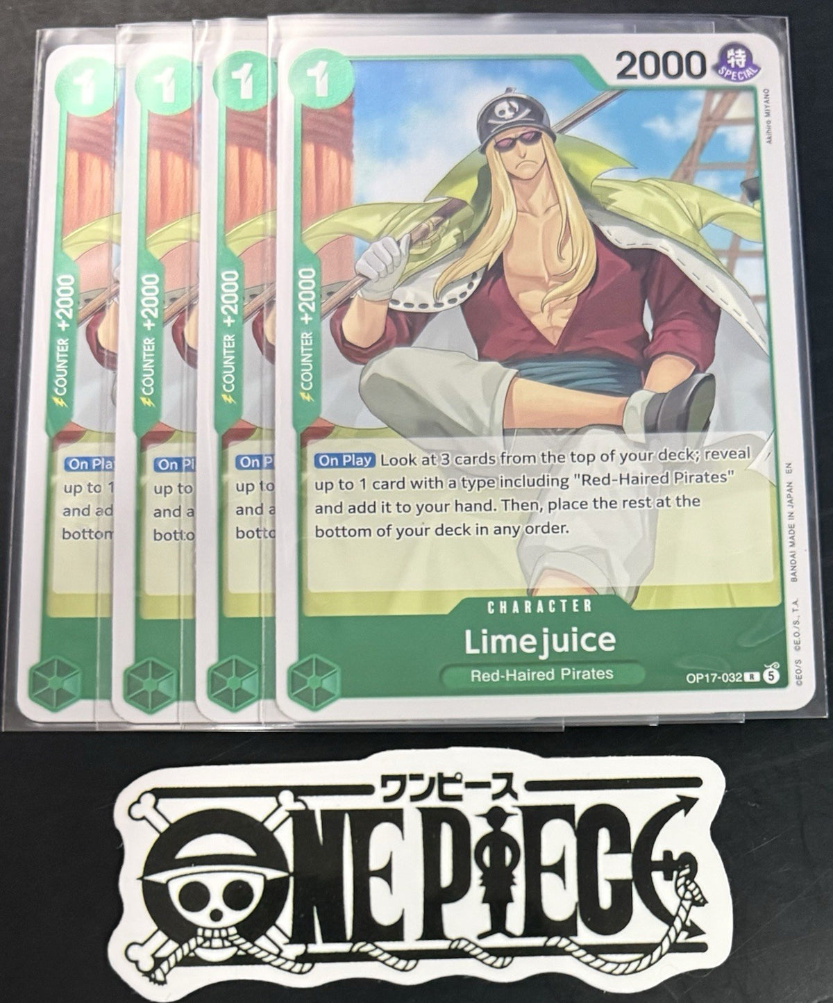 4x One Piece OP17-032 R - Limejuice - EN - Foil - Play Set - TCG - NM/M