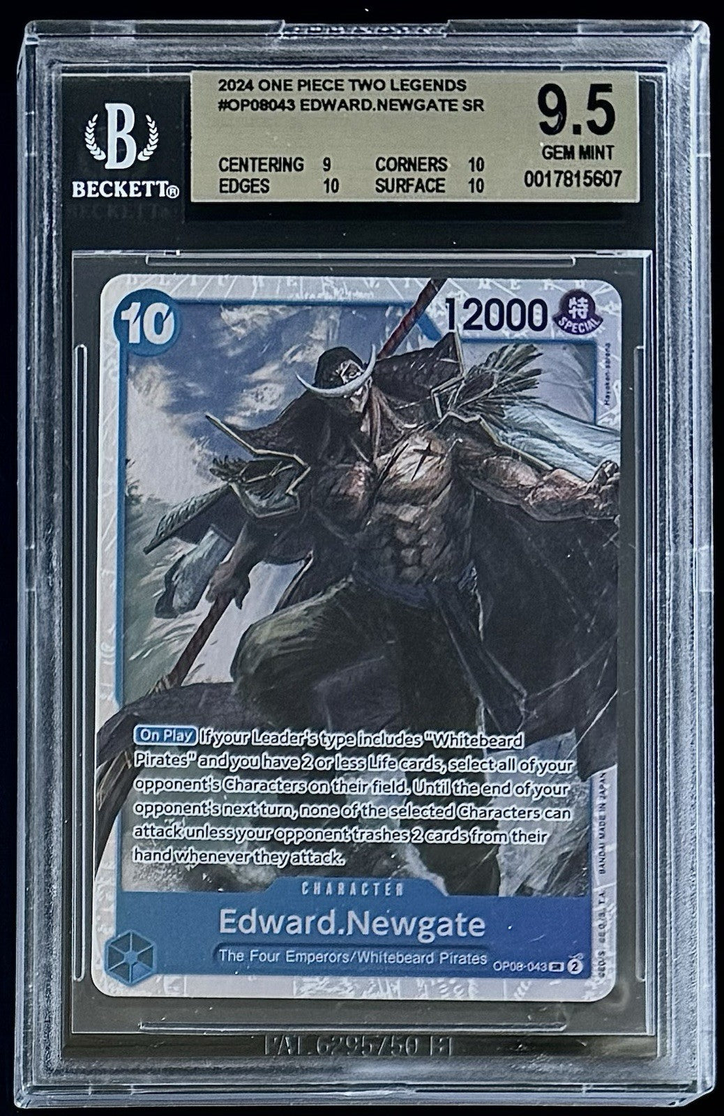 BGS 9.5 One Piece OP08-043 SR - Edward.Newgate - English - Foil - Two Legends