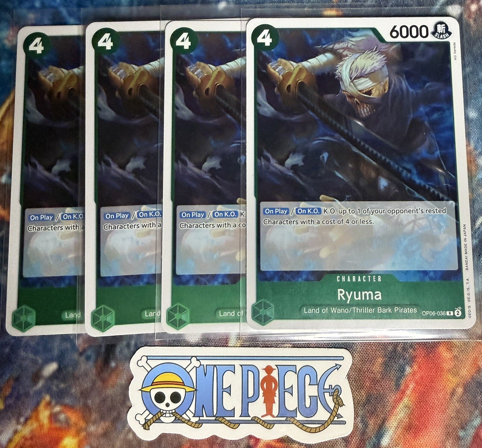 4x One Piece OP06-036 R Ryuma - Foil - English - Playset - TCG - NM/M