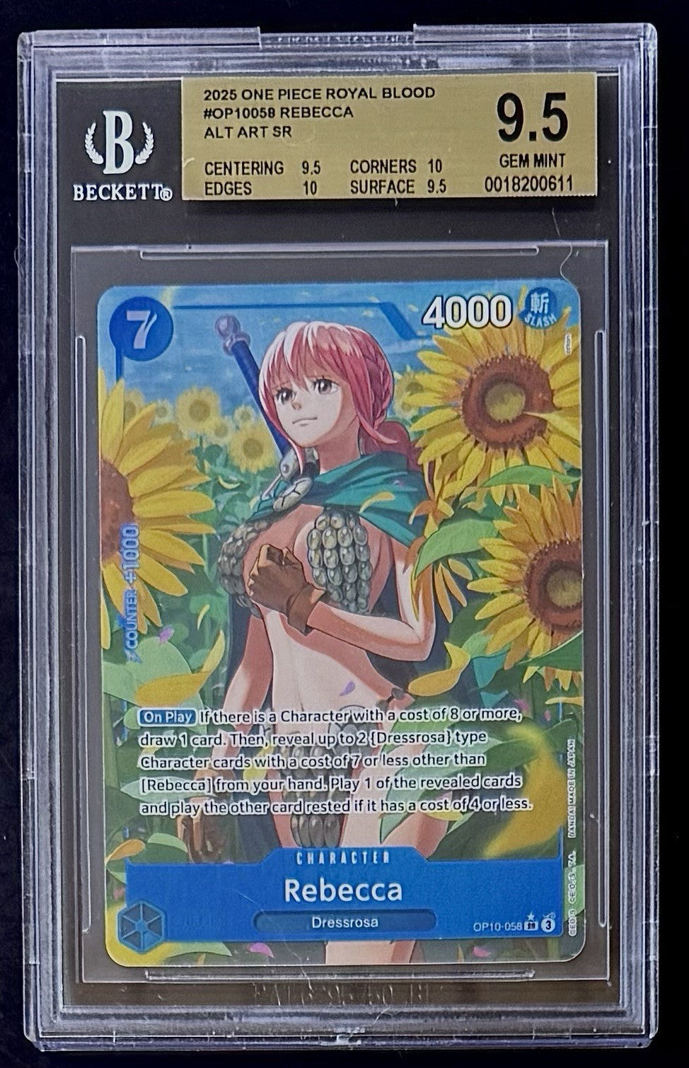 BGS 9.5 One Piece OP10-058 SR* - Rebecca - Alt Art - EN - Royal Blood - Foil