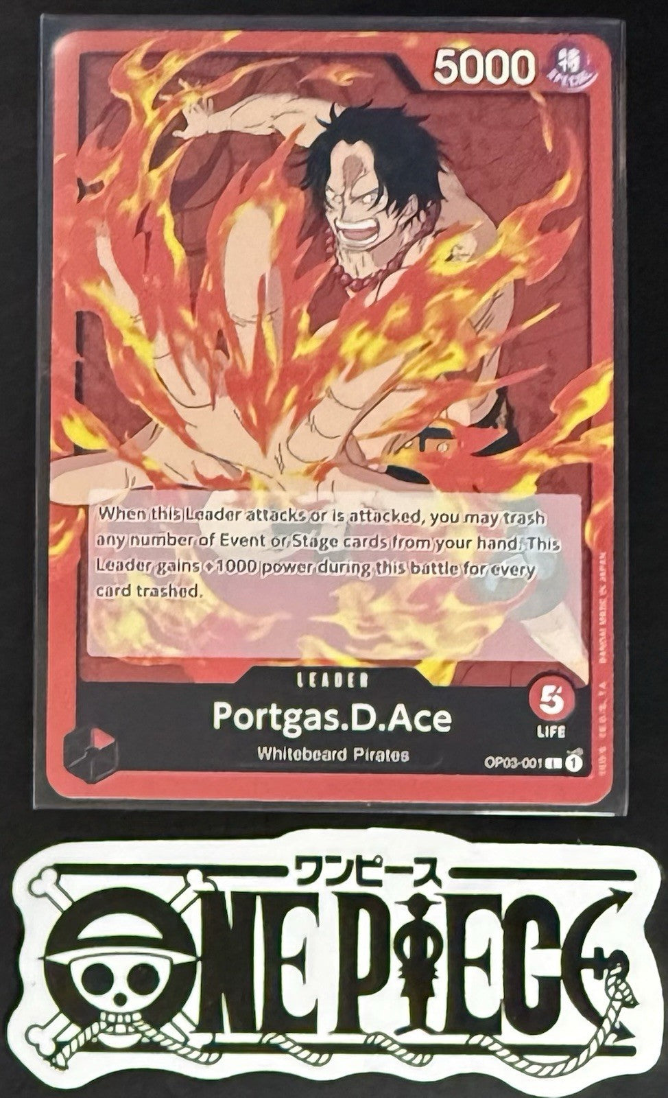 One Piece OP03-001 L - Portgas.D.Ace - ENG - Regular - Playset - TCG - NM/M