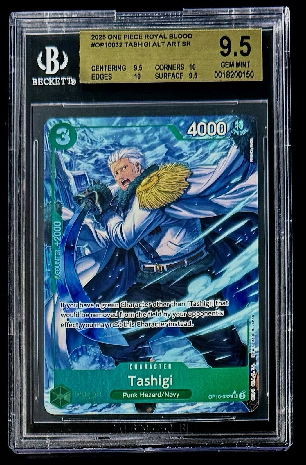BGS 9.5 One Piece OP10-032 SR* - Tashigi - Alt Art - EN - Royal Blood - Graded