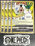 4x One Piece OP05-096 UC Bid 500 Million!! - ENG - Play Set - Regular - TCG-NM/M