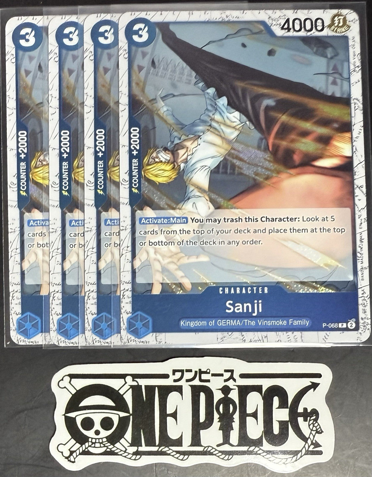4 x One Piece P-068 P Sanji - English - PRB02 Foil - Playset - NM/M