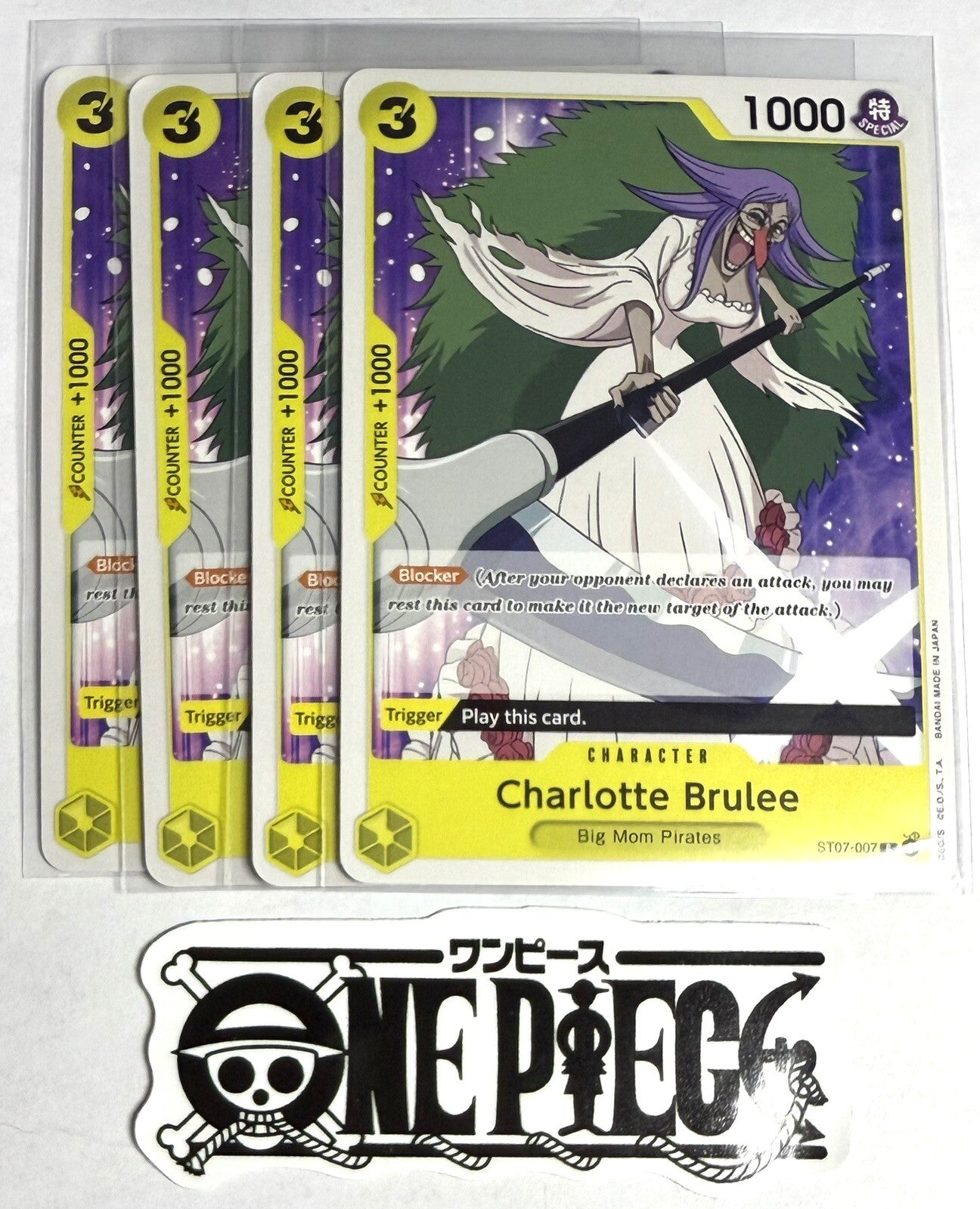 4x One Piece ST07-007 C Charlotte Brulee - ENG - Regular - Playset - TCG - NM/M