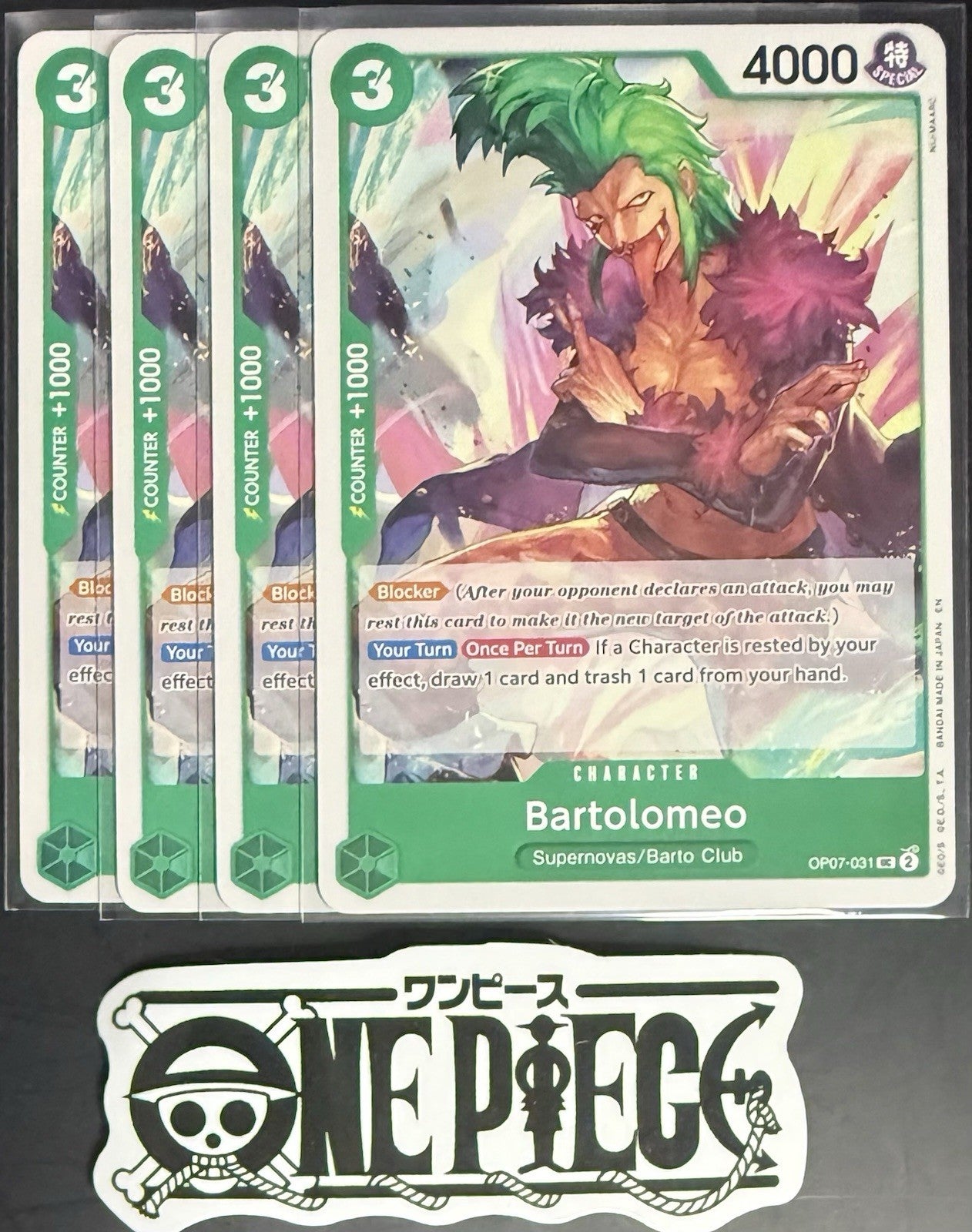 4x One Piece OP07-031 UC Bartolomeo - English - Regular - Playset - TCG - NM/M