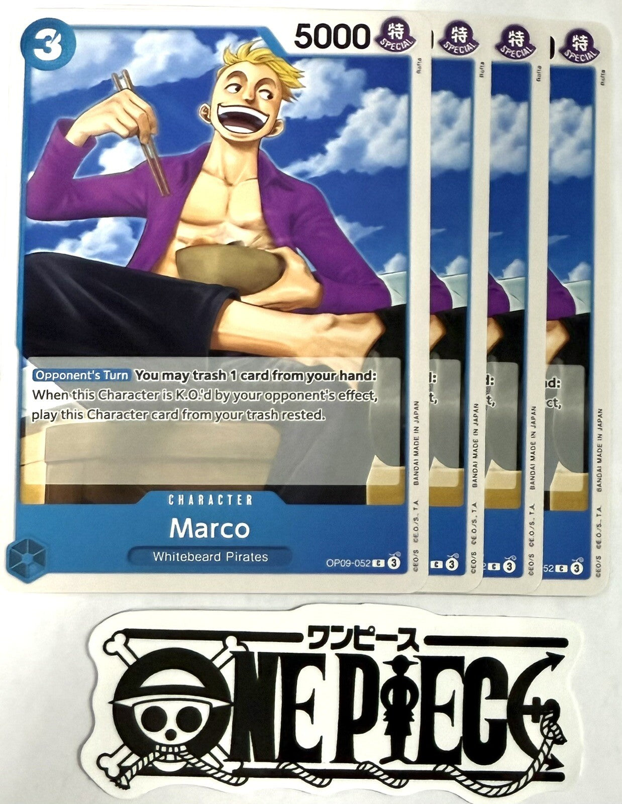 4x One Piece OP09-052 C Marco - English - Playset -  Regular - TCG - NM/M
