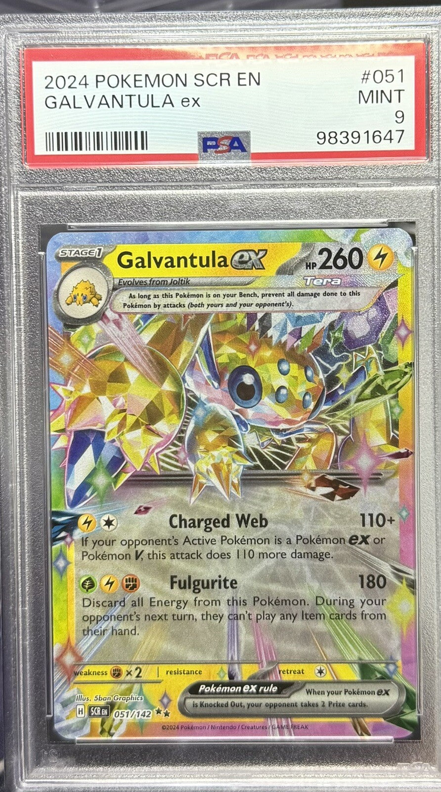 PSA 9 Pokemon Galvantula ex Illustration Rare #051 2024 Scr Stellar Crown