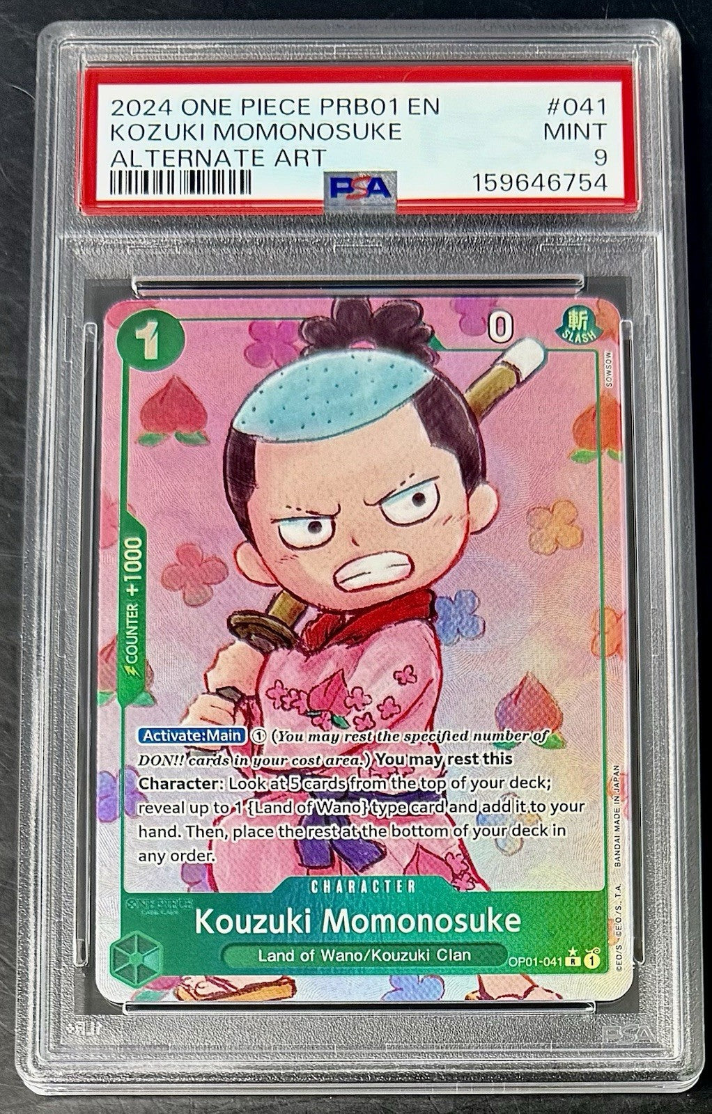 PSA 9  One Piece OP01-041 R* - Kouzuki Momonosuke - Alt Art - EN - Foil - PRB01