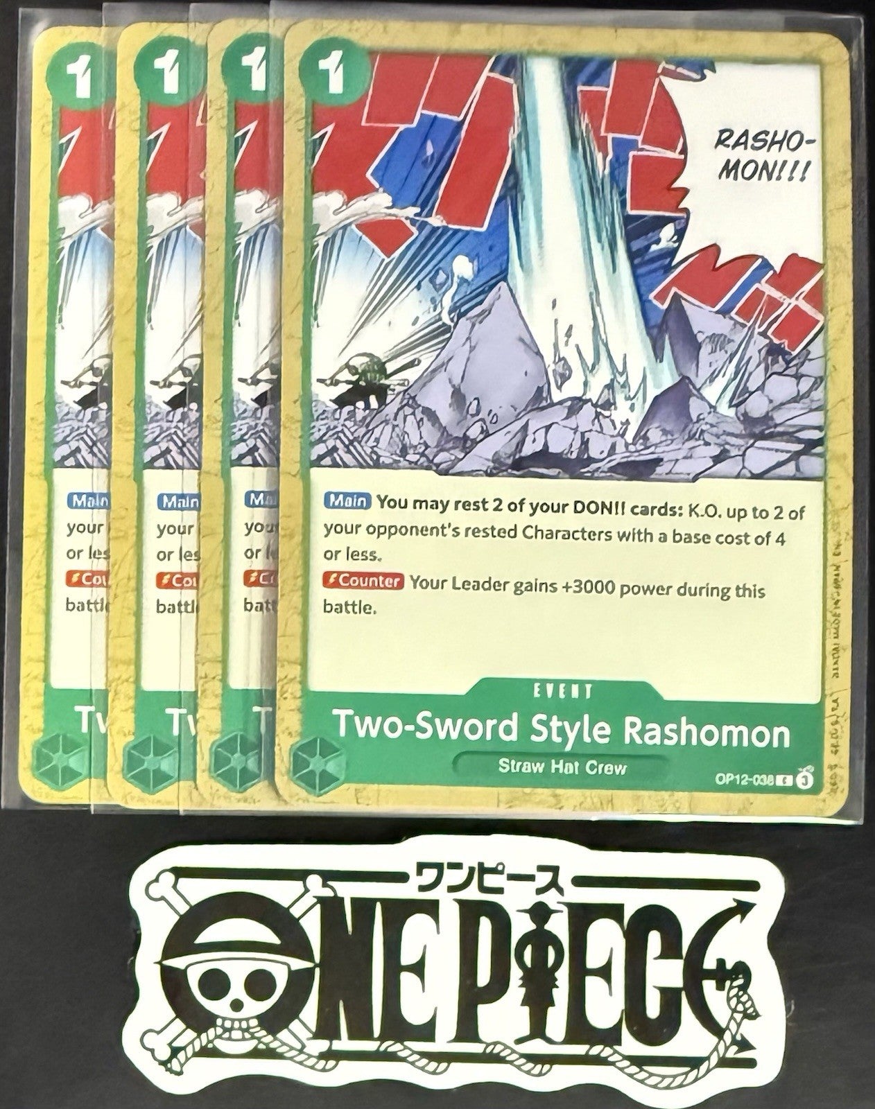 4 x One Piece OP12-038 C Two-Sword Style Rashomon- ENG - Regular - Playset -NM/M