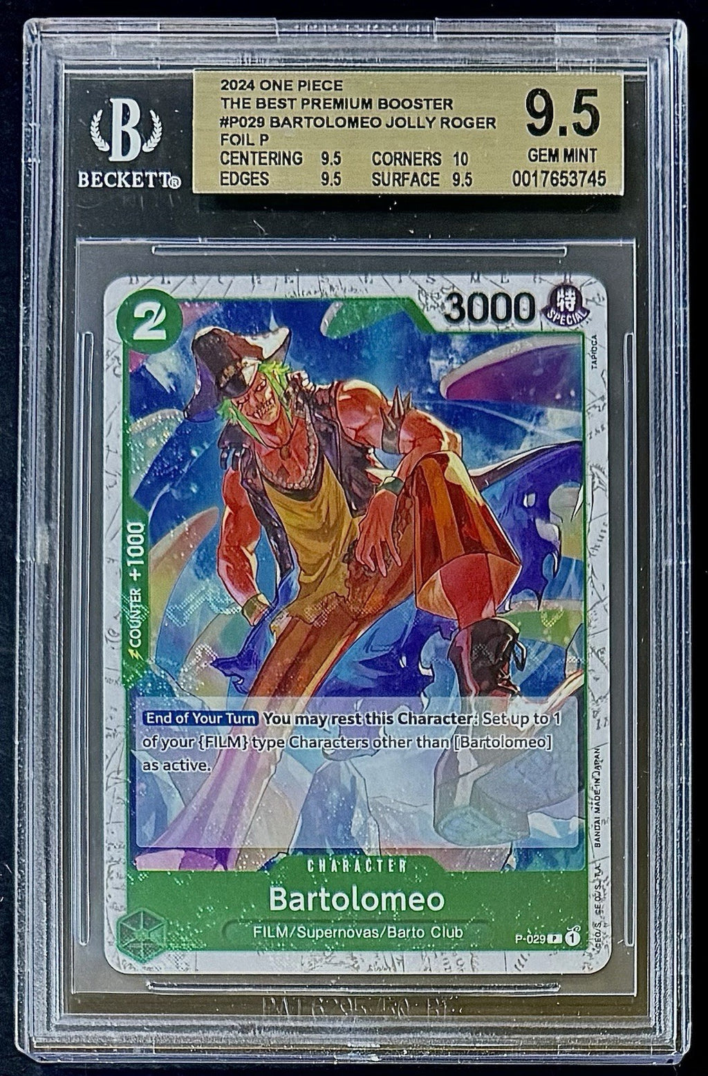 BGS 9.5 One Piece P-029 P Bartolomeo - English - Foil - PRB01 - Graded