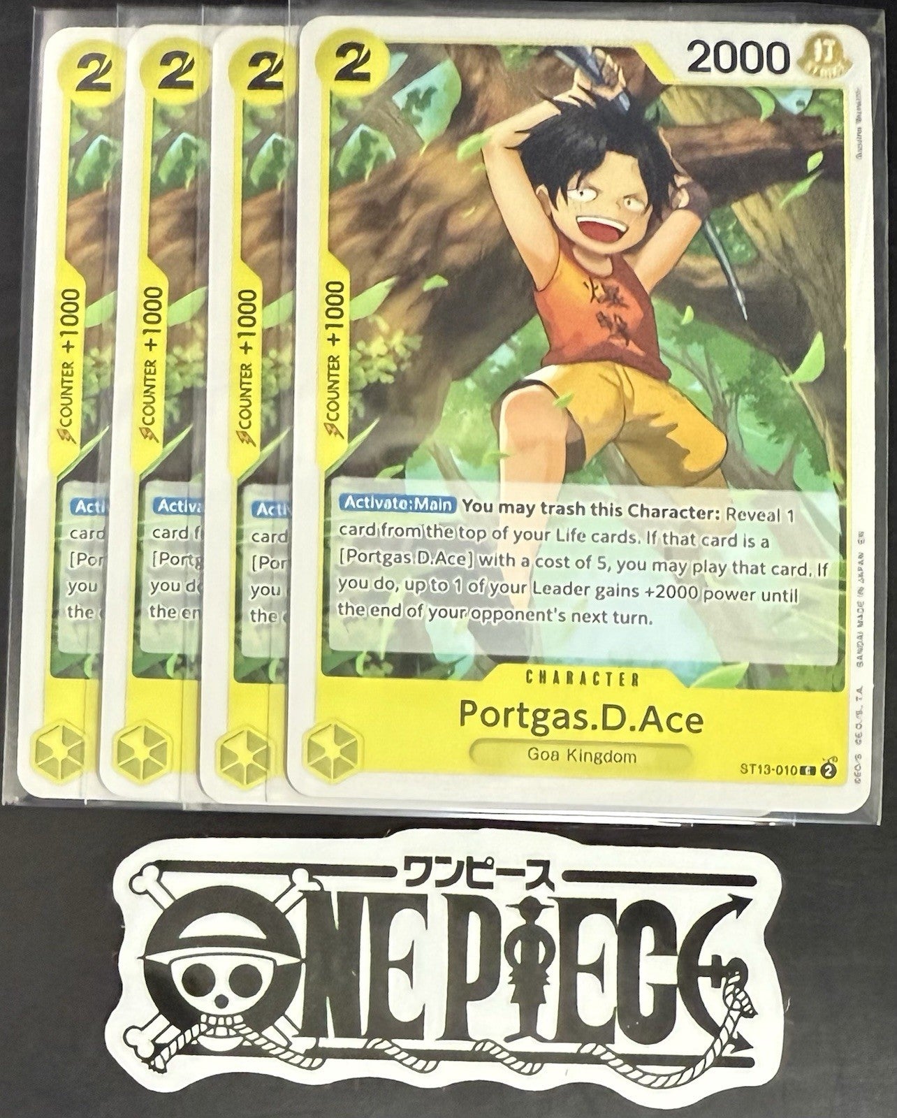 4x One Piece ST13-010 C Portgas.D.Ace - ENG - Regular - Playset - TCG - NM/M