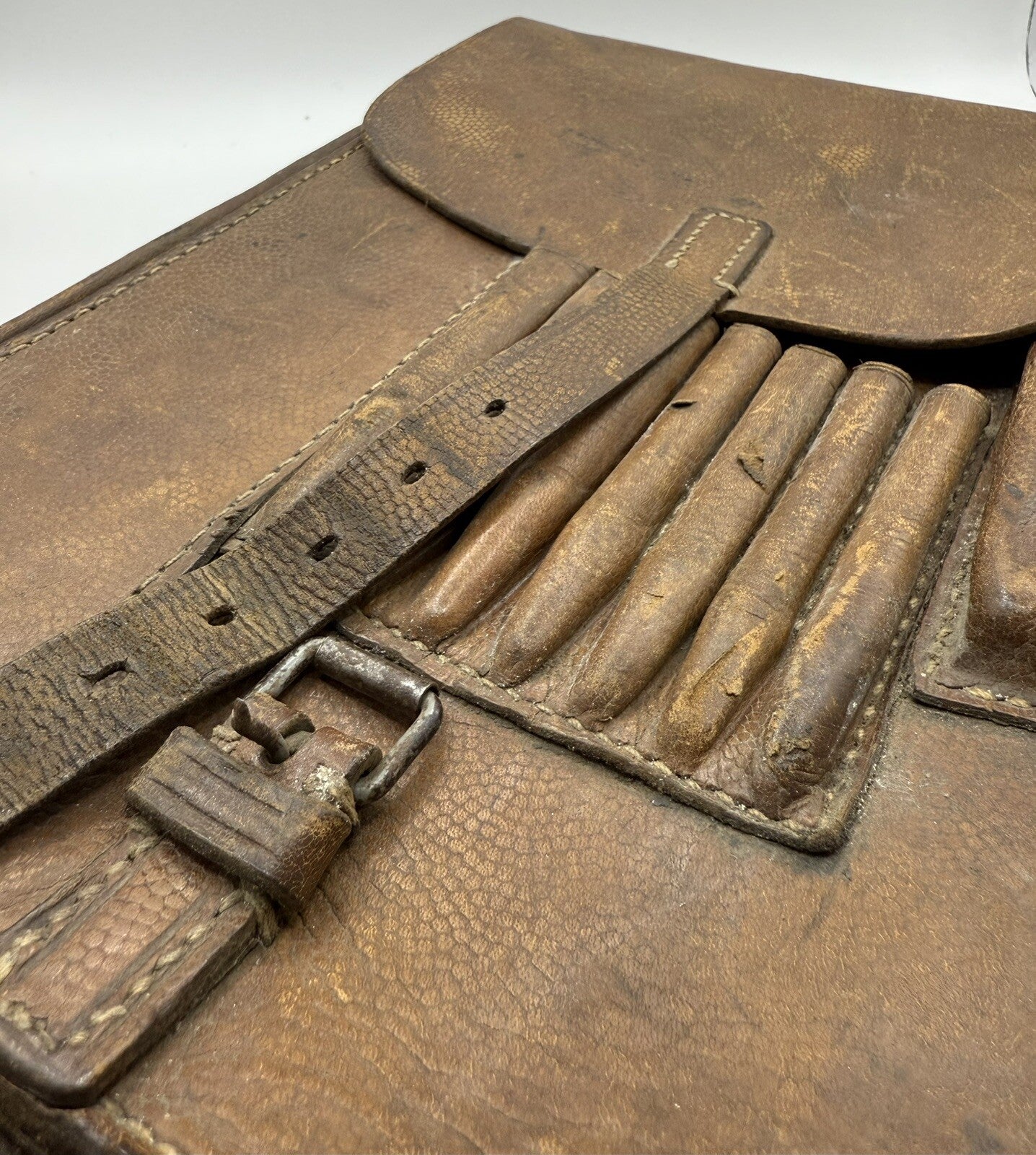 German WW2  M35 Brown Leather Map Case - Original