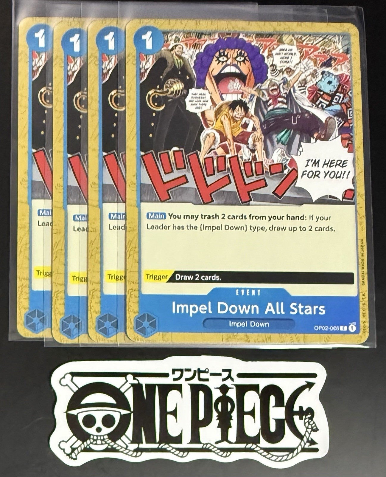 4x One Piece OP02-066 C Impel Down All Stars - English - Playset - Regular -NM/M