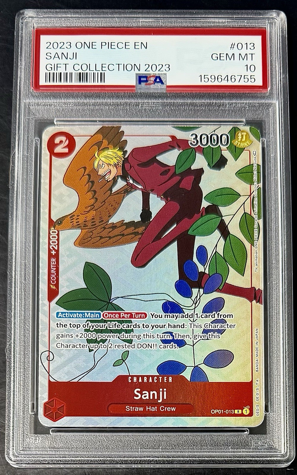PSA 10 One Piece OP01-013 R - Sanji - EN - 2023 GC-01 Gift Collection