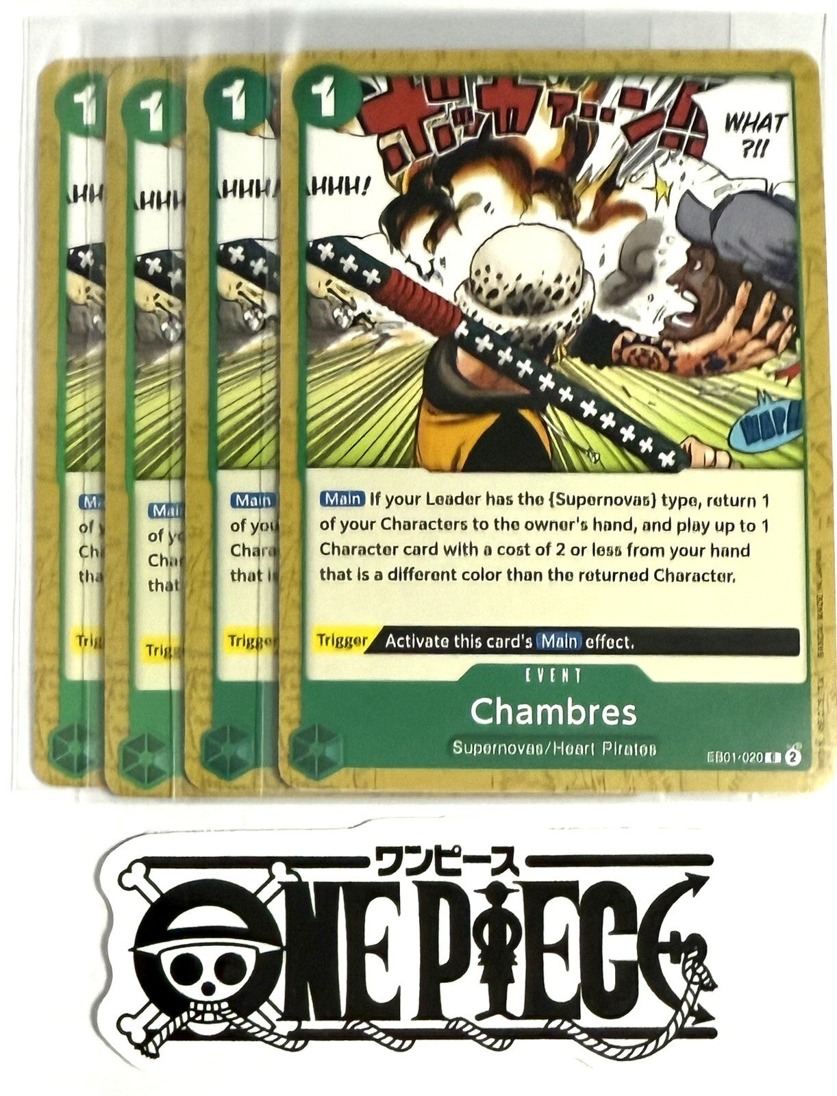 4x One Piece EB01-020 C Chambres - ENG - Regular - Play Set - TCG - NM/M