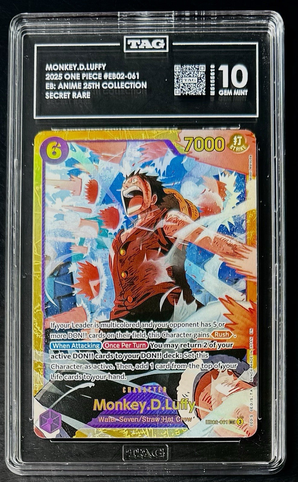 TAG 10 One Piece EB02-061 SEC Monkey.D.Luffy - EN - 25th Collection - Graded