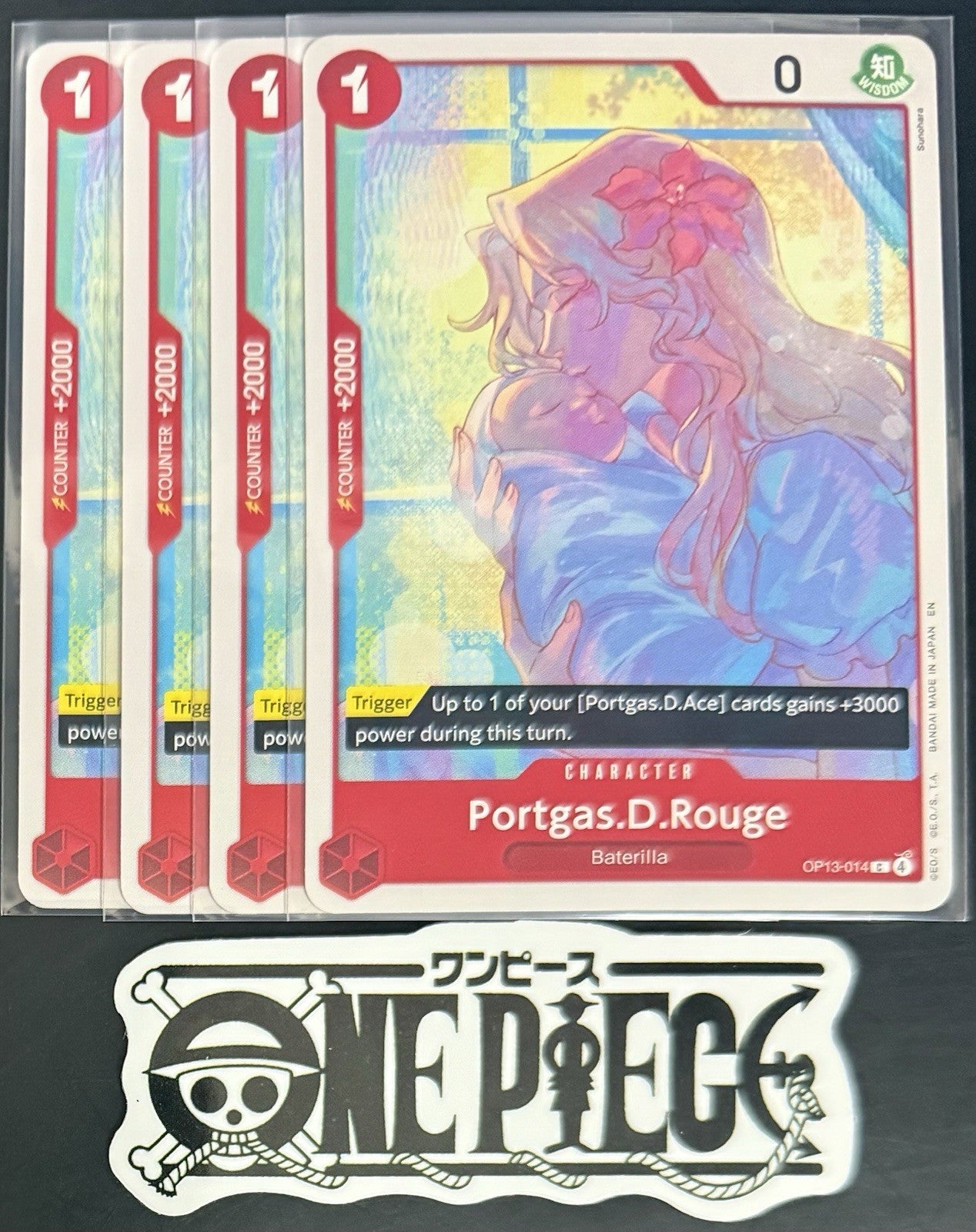 4x One Piece OP13-014 C Portgas.D.Rouge - ENG - Regular - Playset - TCG - NM/M